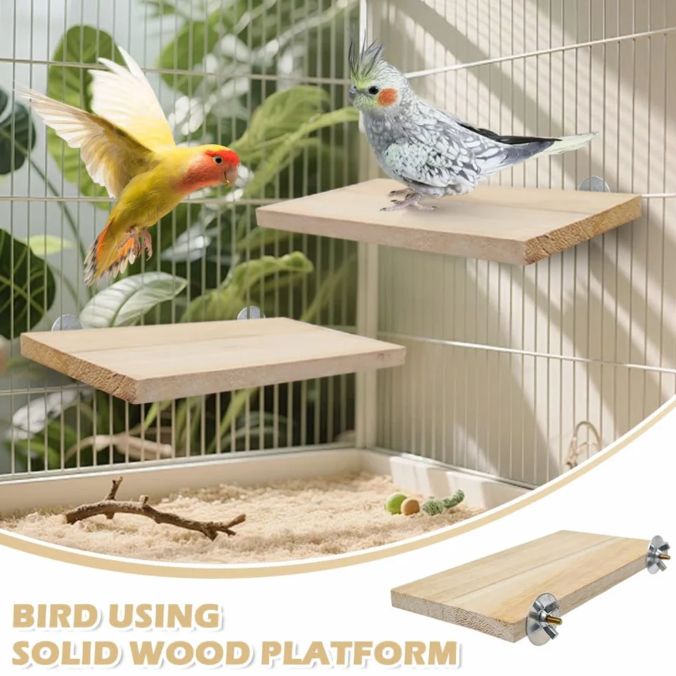 Perchoirs en Bois pour Oiseaux Plate-Forme de Repos pour Perroquets Chinchilla Hamsters Gerbilles
