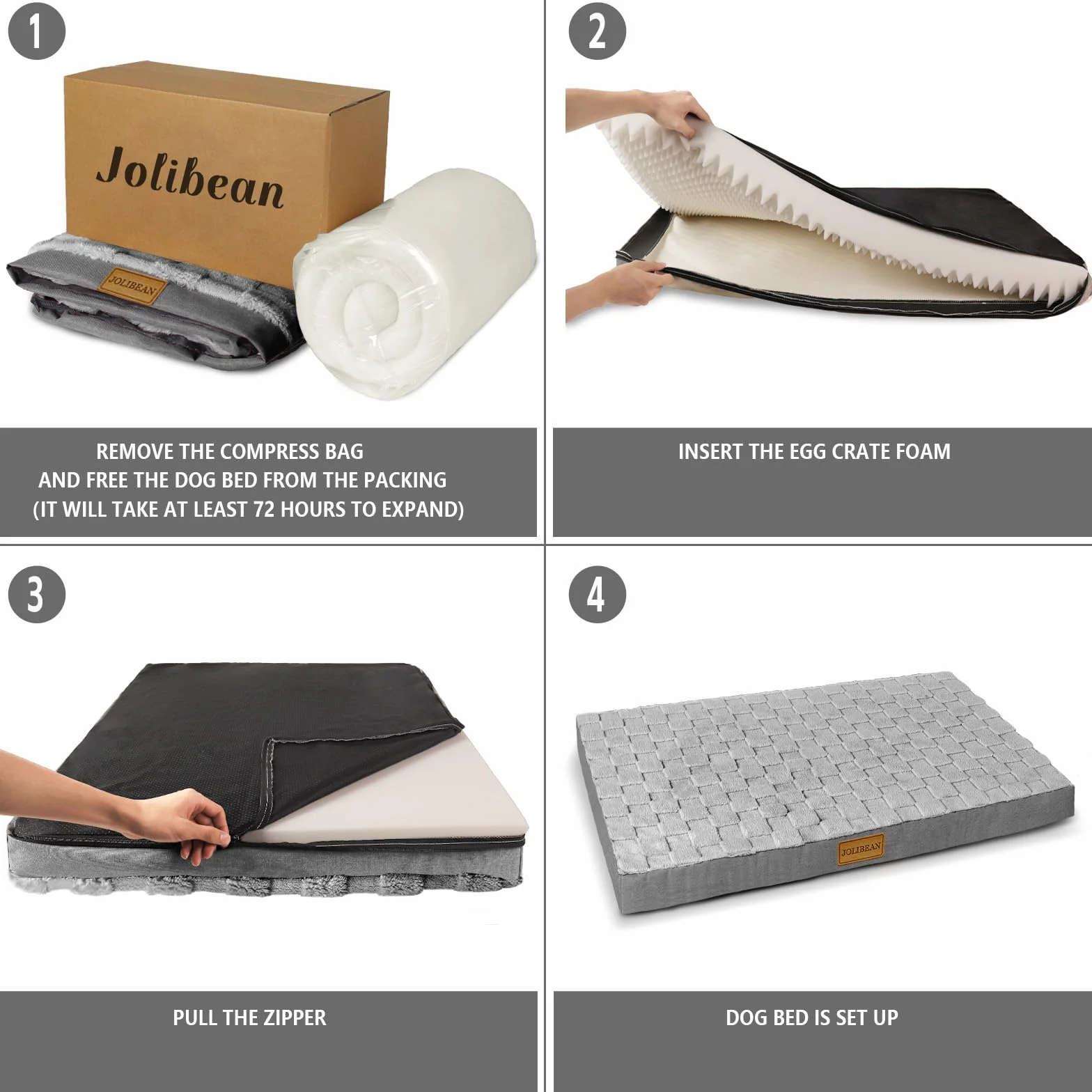 Panier Chien Grande Taille Orthopédique, Lit Matelas pour Chien avec Motif Damier, Lavable en Machine, Coussin Déhoussable, houssable Imperméable, Base antidérapante, 91x61cm, Gris