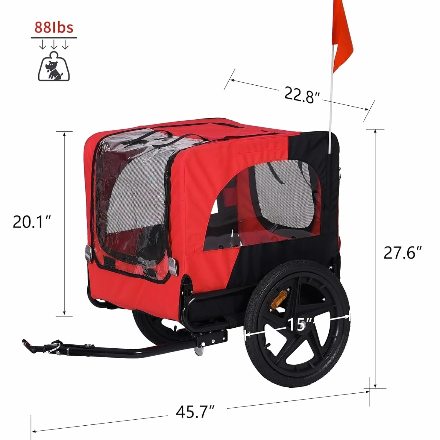Sogesfurniture Remorque pour chien pour vélo pliable toile Oxford 600D avec embrayage