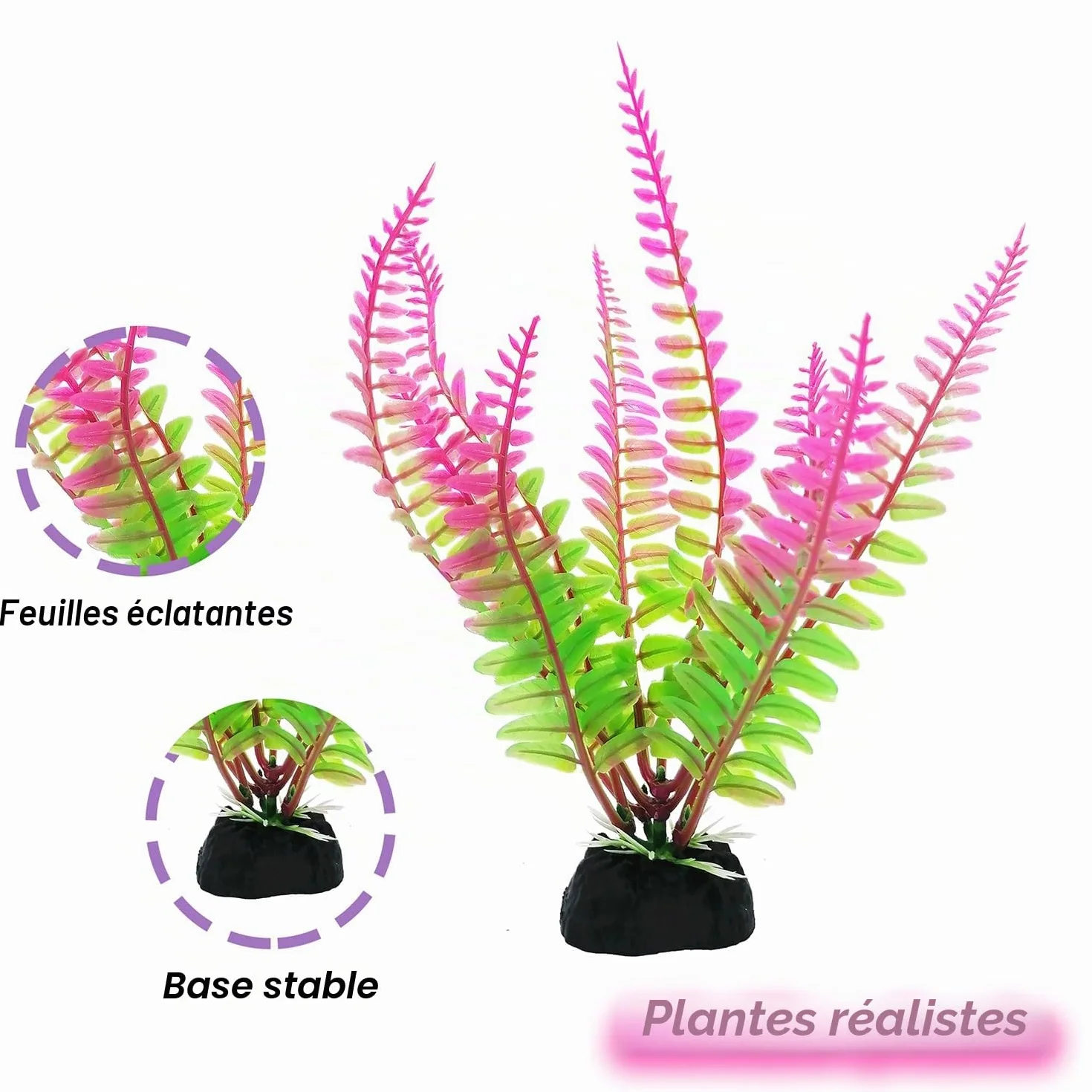SLOCME Lot de 25 plantes artificielles colorées pour aquarium - Décorations en plastique avec fond lesté