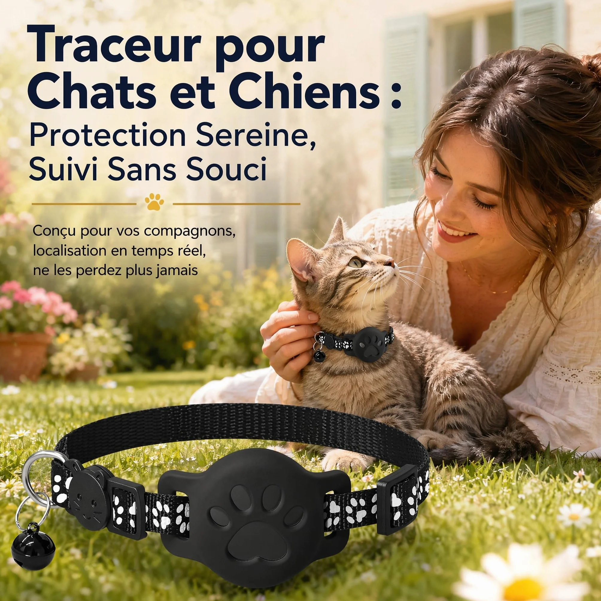 Collier GPS Chat Traceur 2026 sans Carte Sim sans Abonnement Localisation Temps Réel Imperméable Durable iOS Android