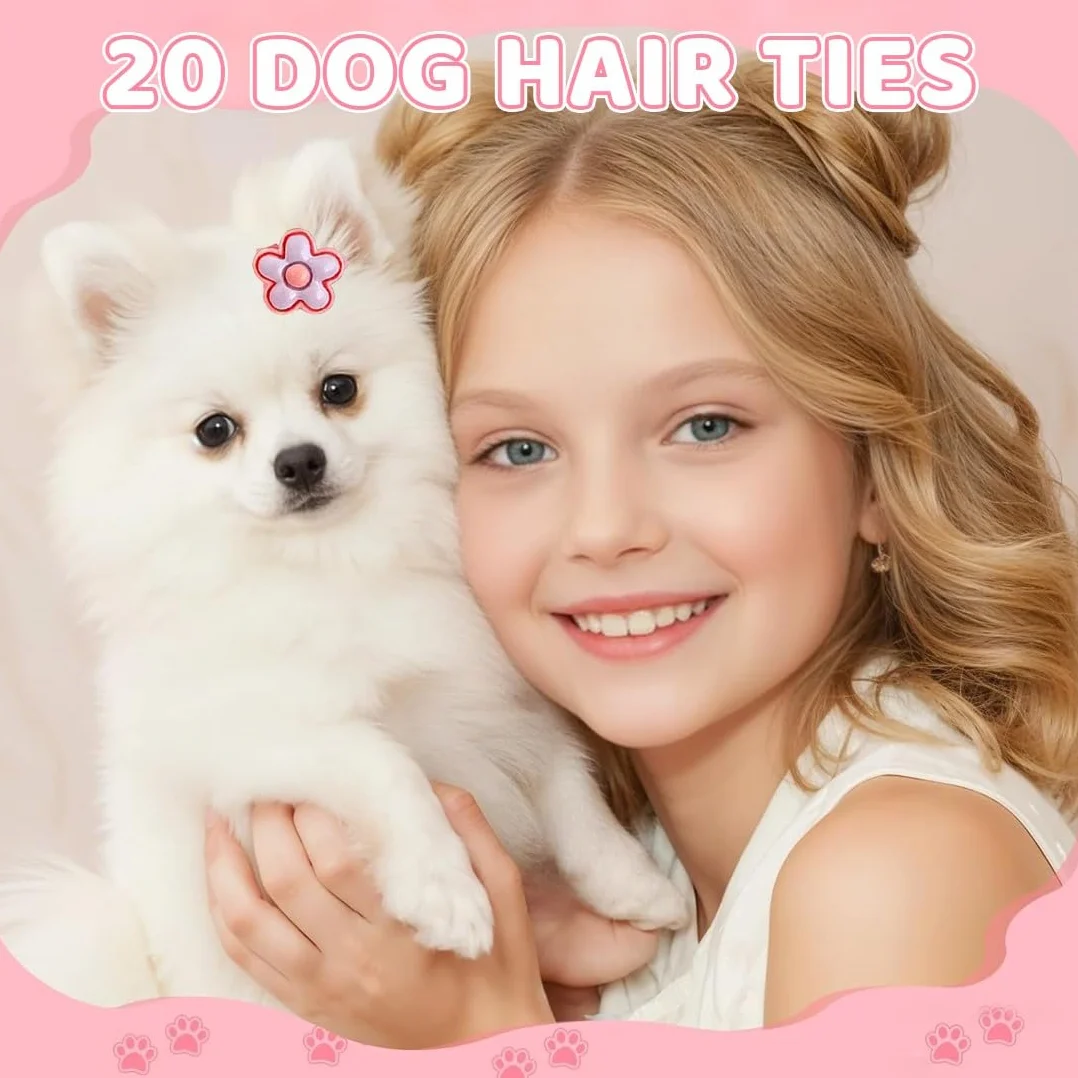 Elastiques Noeud pour Chien, 20pcs Petits Noeuds pour Poils de Chien, Accessoires de Toilettage pour Animaux