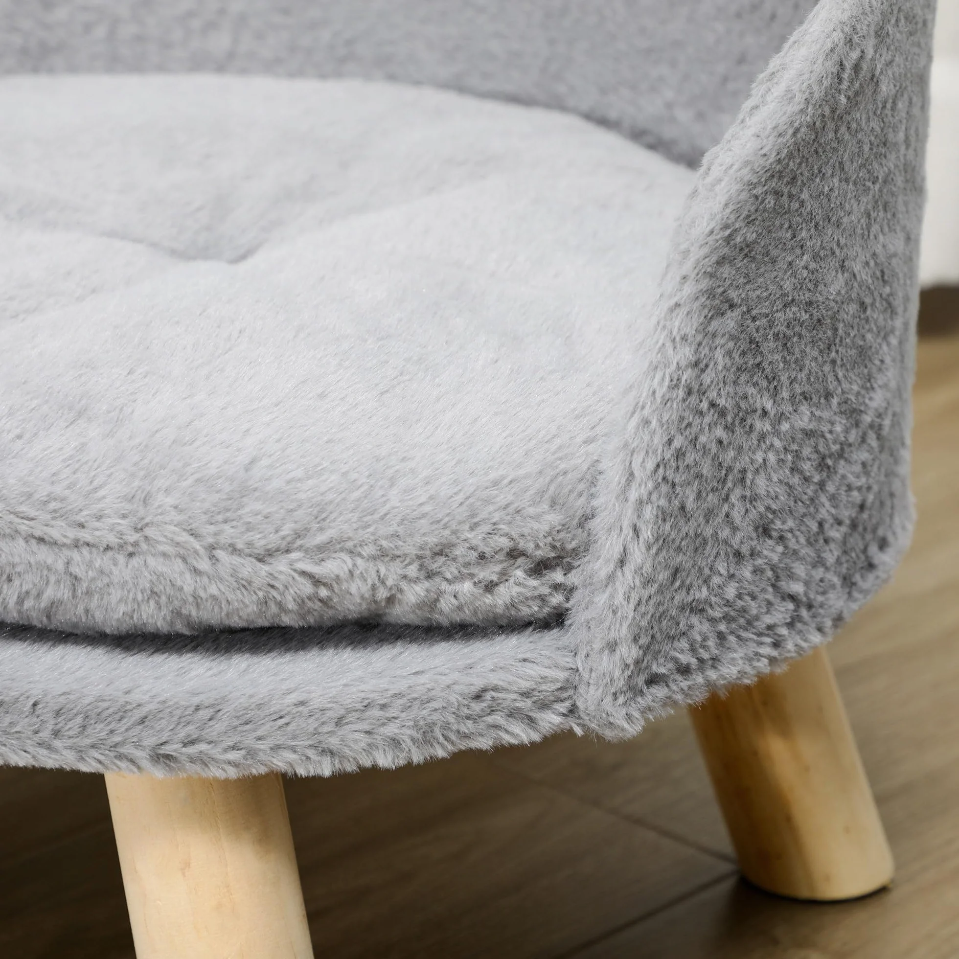 PawHut Canapé lit Panier pour Chien Design scandinave Coussin Moelleux Amovible Pieds en Bois 40,5 x 33H cm Gris