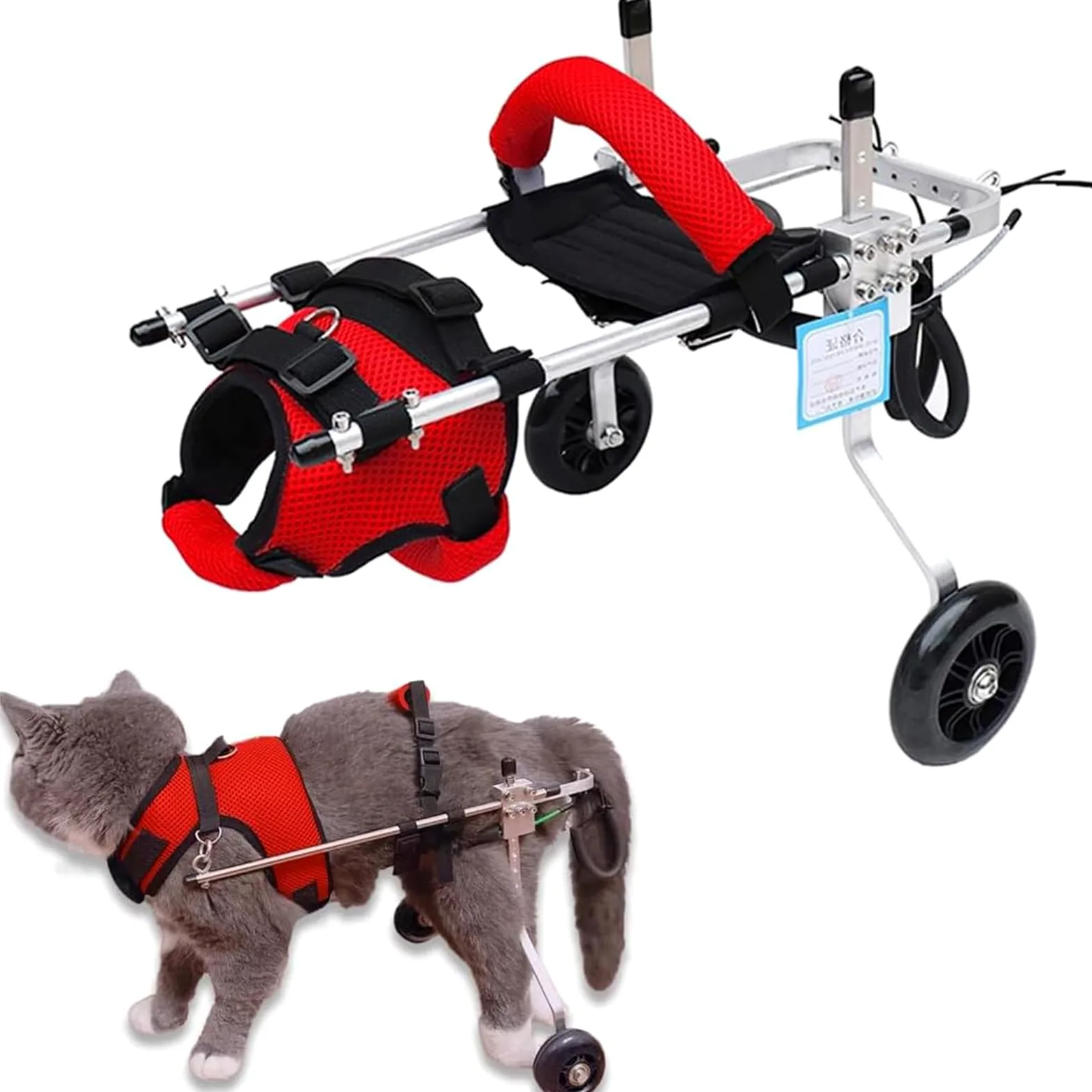 Harnais De Soutien pour Chien, Fauteuil Roulant pour Chat Lapin Handicapé Réadaptation pour Patte Arrière/Jambe Arrière, Aide À Marcher, Chariot pour Les Animaux Âgés Et Blessés,S