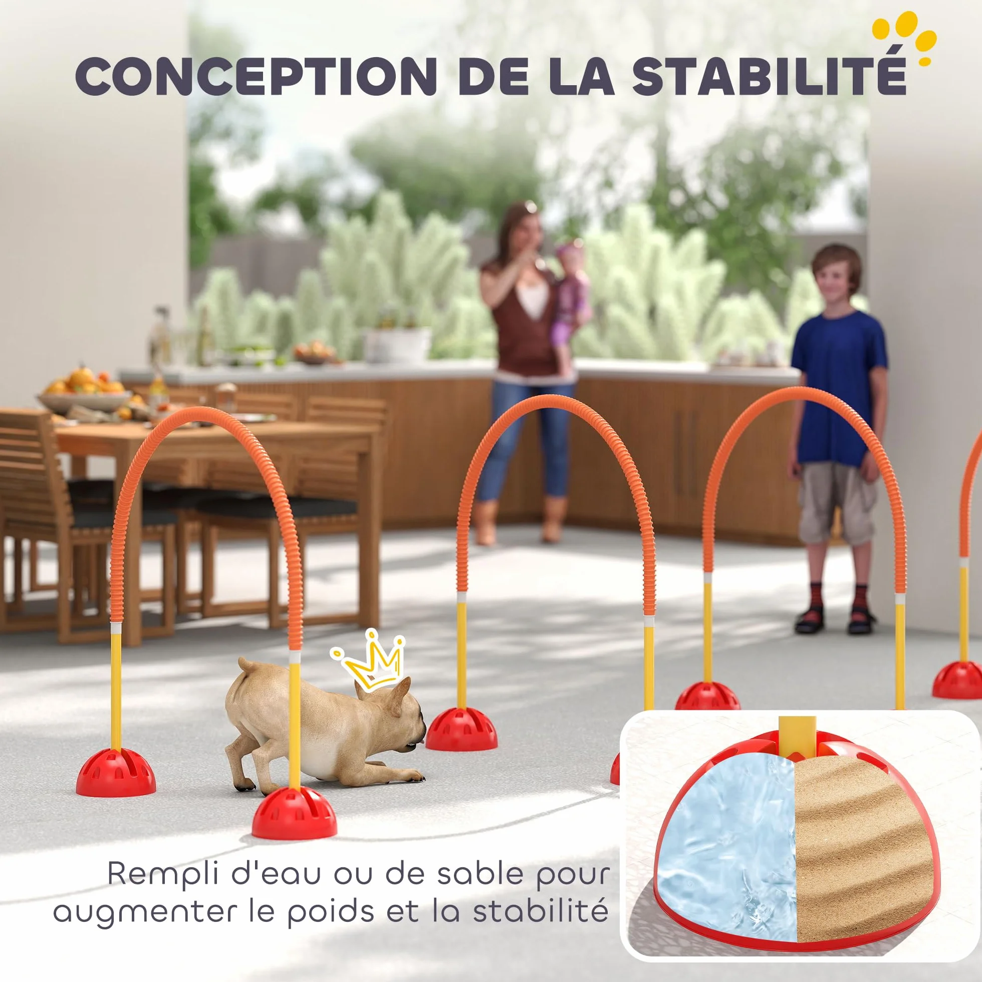 PawHut Kit d'équipement d'agilité pour Chien avec 4 Portes à Largeur réglable, Sac de Transport, Jaune et Orange