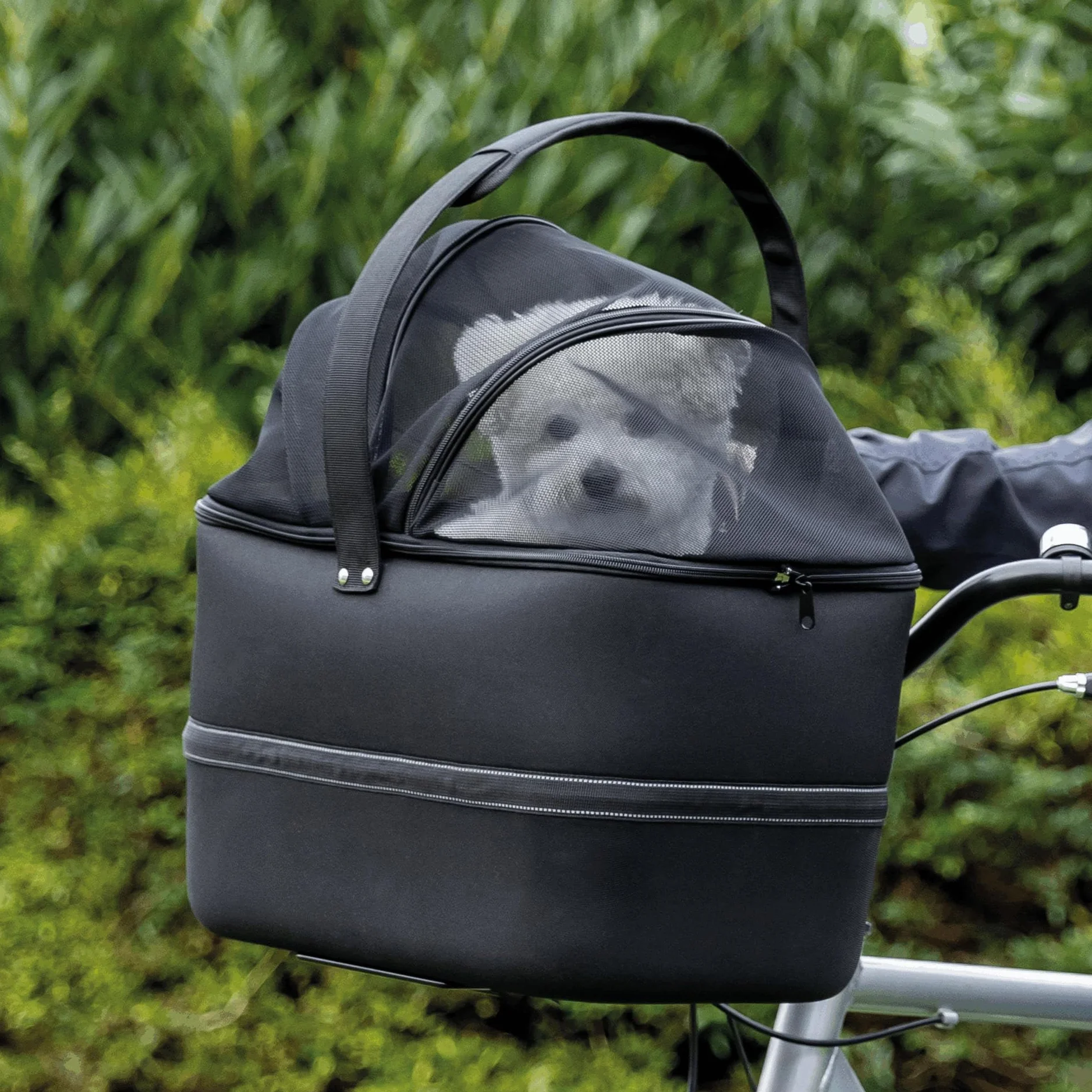 TRIXIE panier vélo frontal pour chien 6 kg 41 × 47 × 29 cm avec couvercle grillagé et housse de pluie