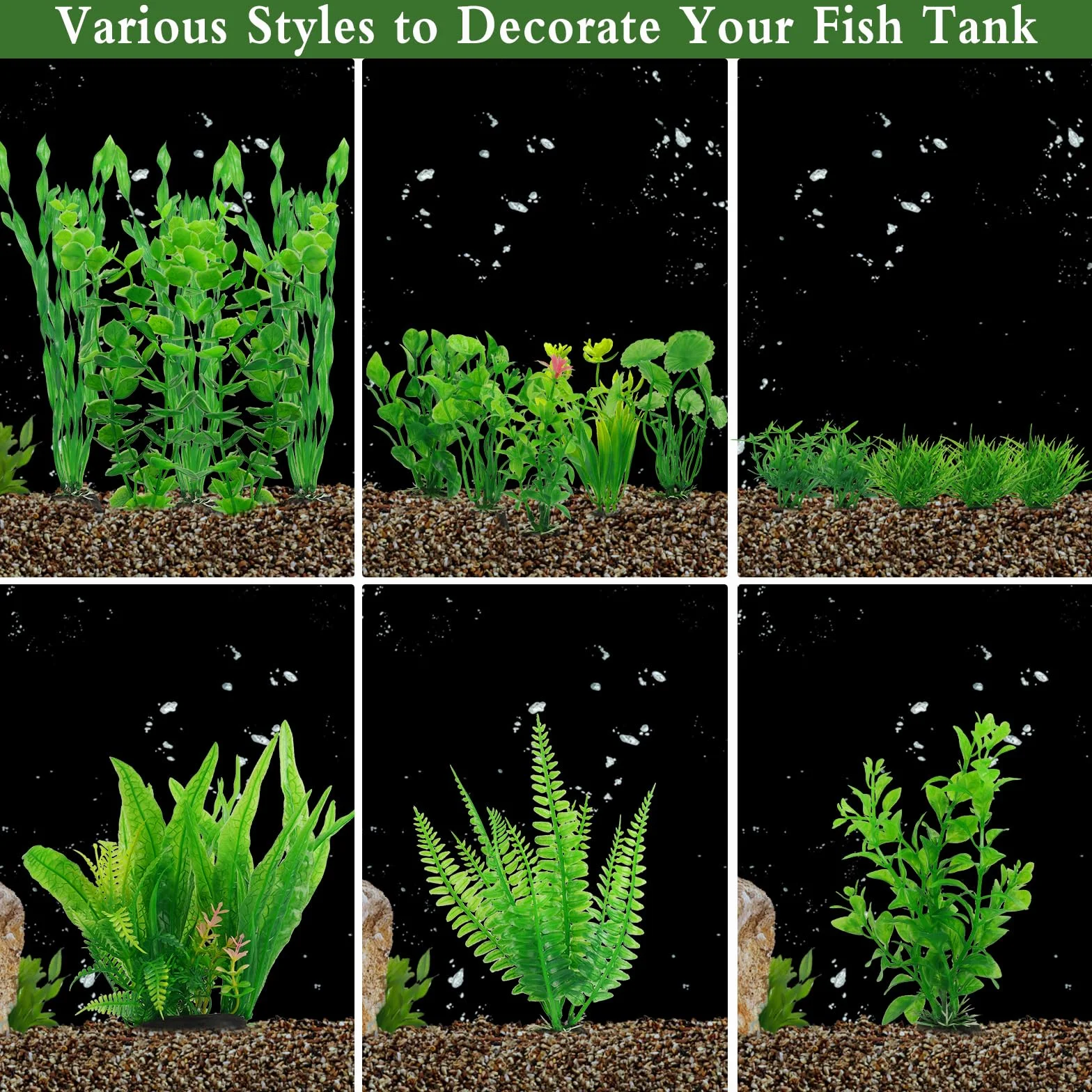 Plante Aquarium 18 PCS Artificielle Plastique Décoration Accessoires Poisson Terrarium