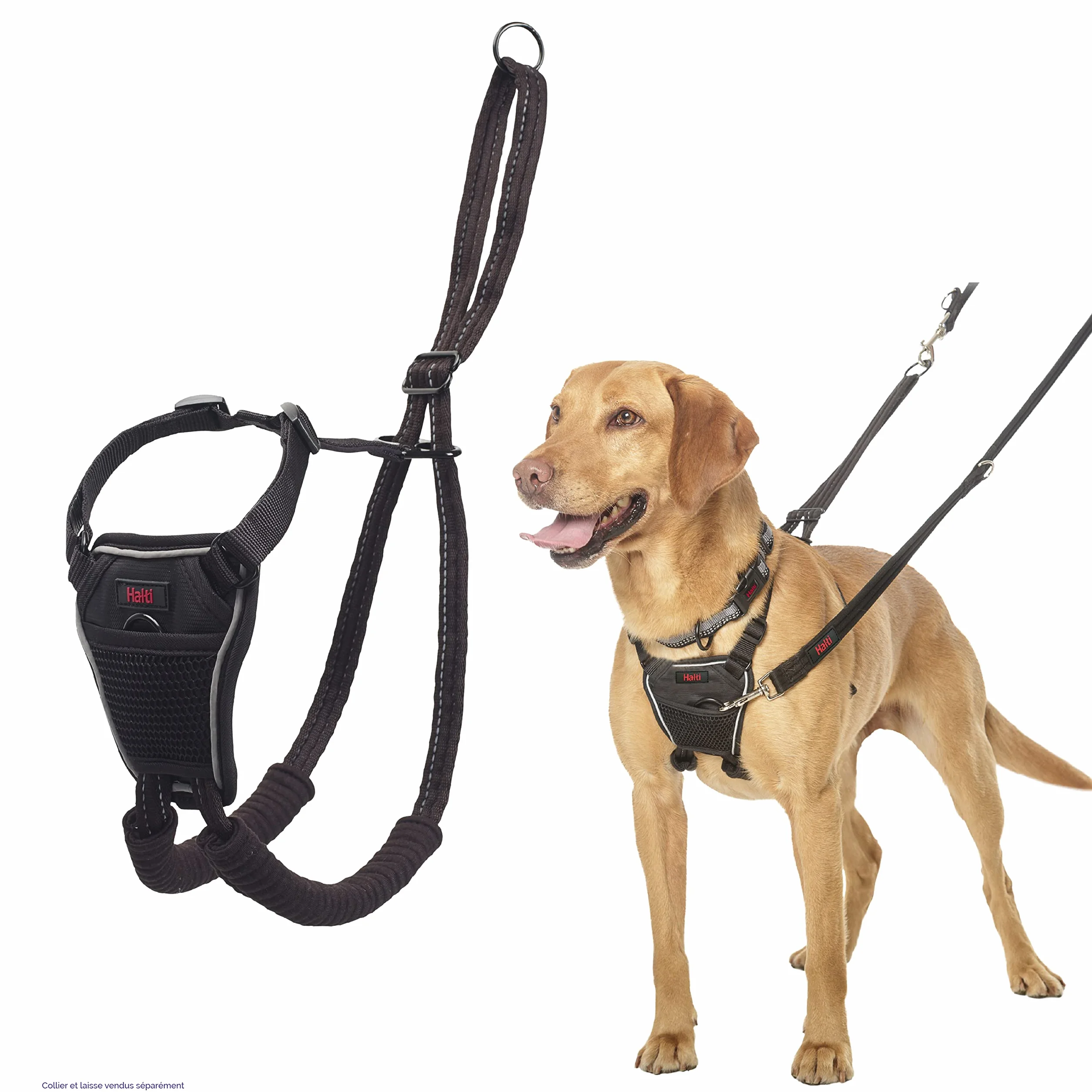 Harnais anti-traction HALTI pour chien taille moyenne (M, Noir)