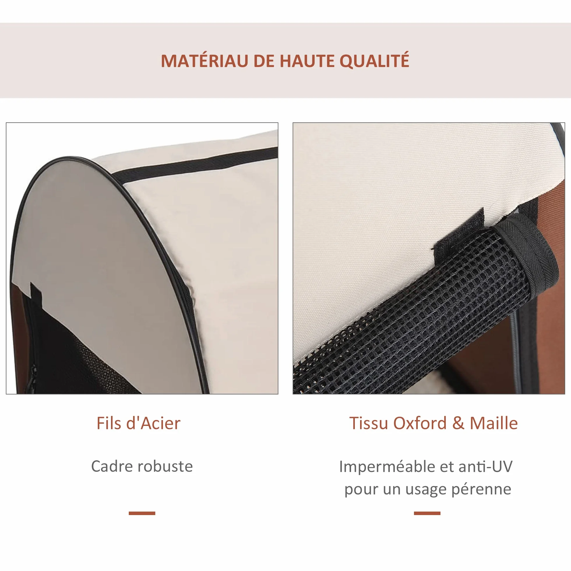 PawHut Sac de Transport pour Chien et Chat Pliable pour Voiture 46x36x41 cm