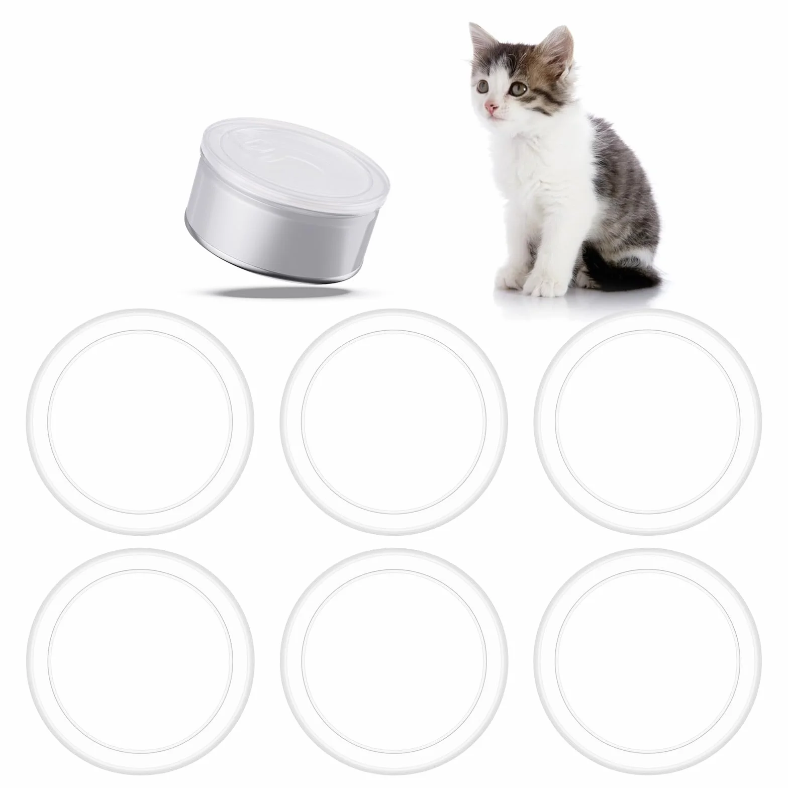 Couvercles réutilisables en plastique transparent pour aliments 75 mm - Lot de 6