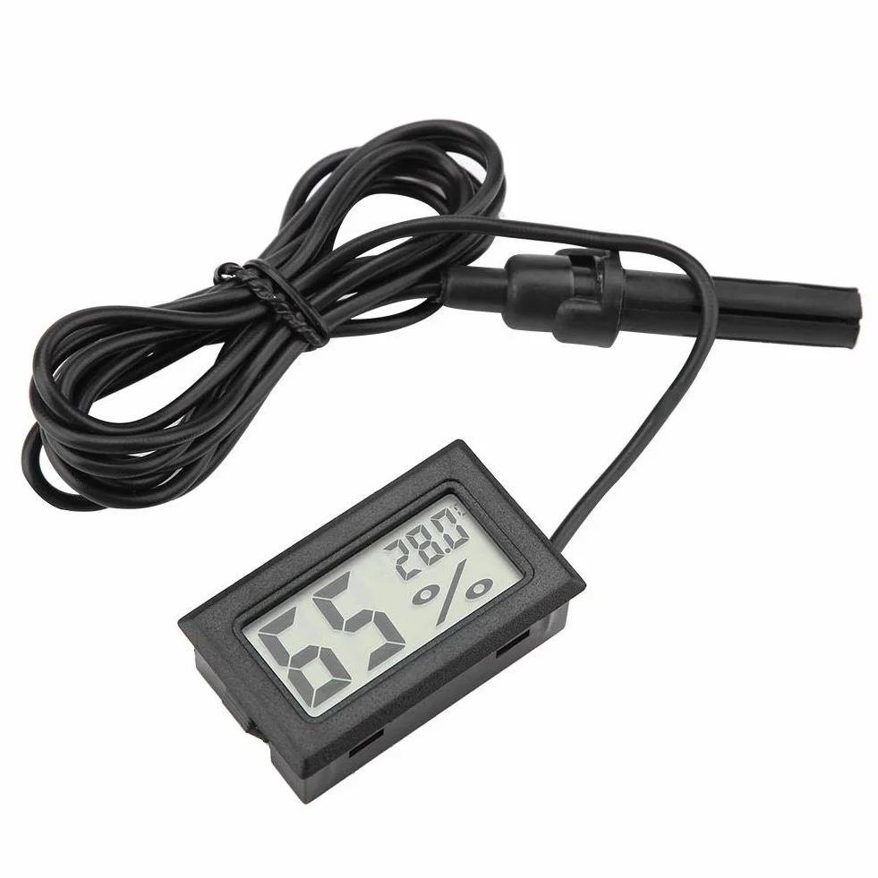 Thermomètre Hygromètre Numérique LCD, Moniteur de Température et d'Humidité avec Sonde Externe pour Incubateurs, Terrariums, Aquariums