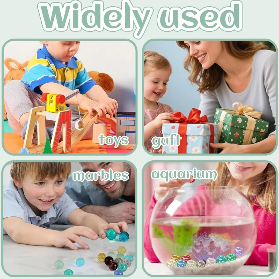 Billes en Verre Phosphorescentes, Pois Multicolores, Boîte Plastique Transparente, pour Circuit de Billes, DIY