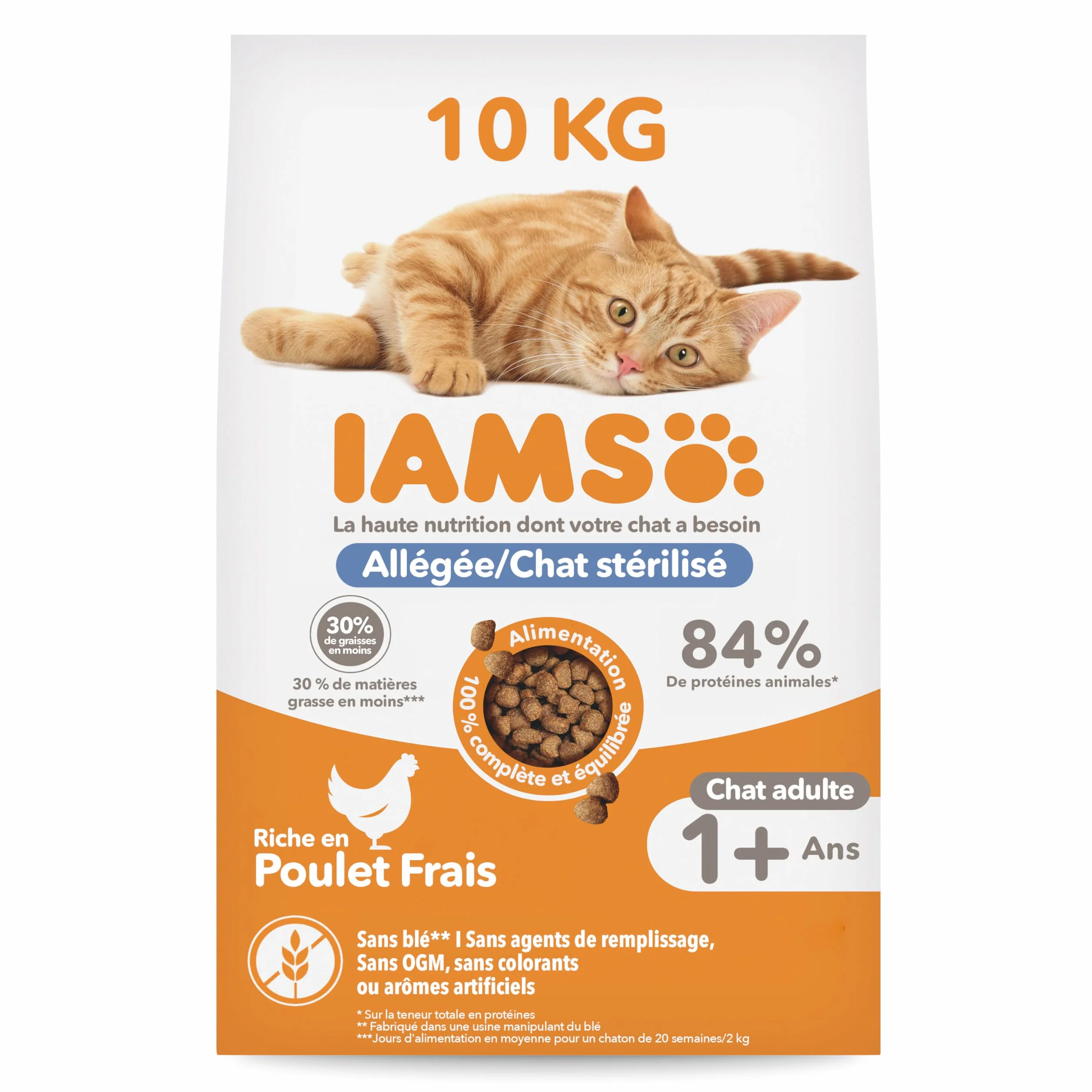 IAMS Advanced Nutrition Croquettes Allégées pour Chats Stérilisés au Poulet Frais 10 kg