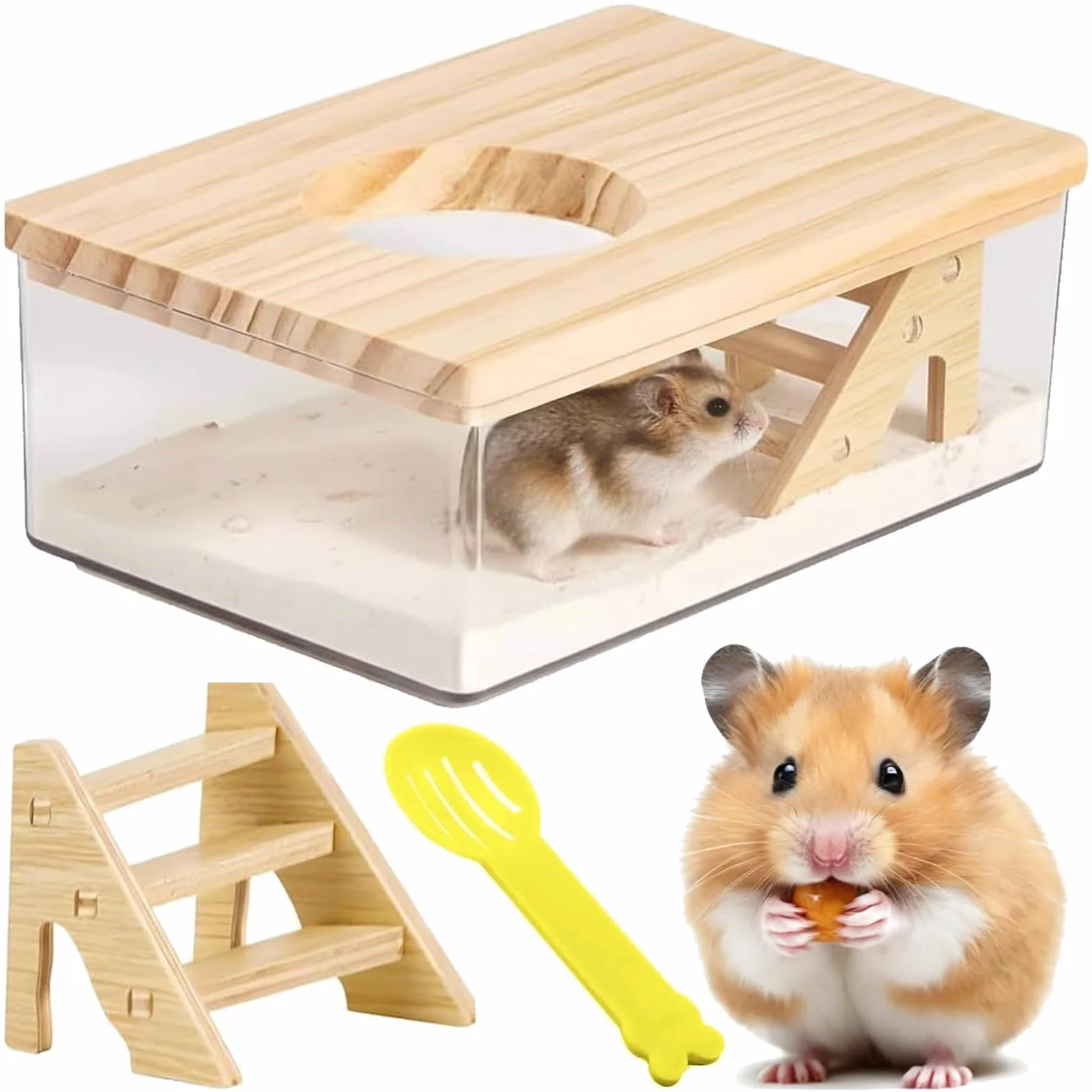 Maison De Toilette Hamster Transparente, Conteneur Bain Sable pour Hamster Chinchilla Gerbille