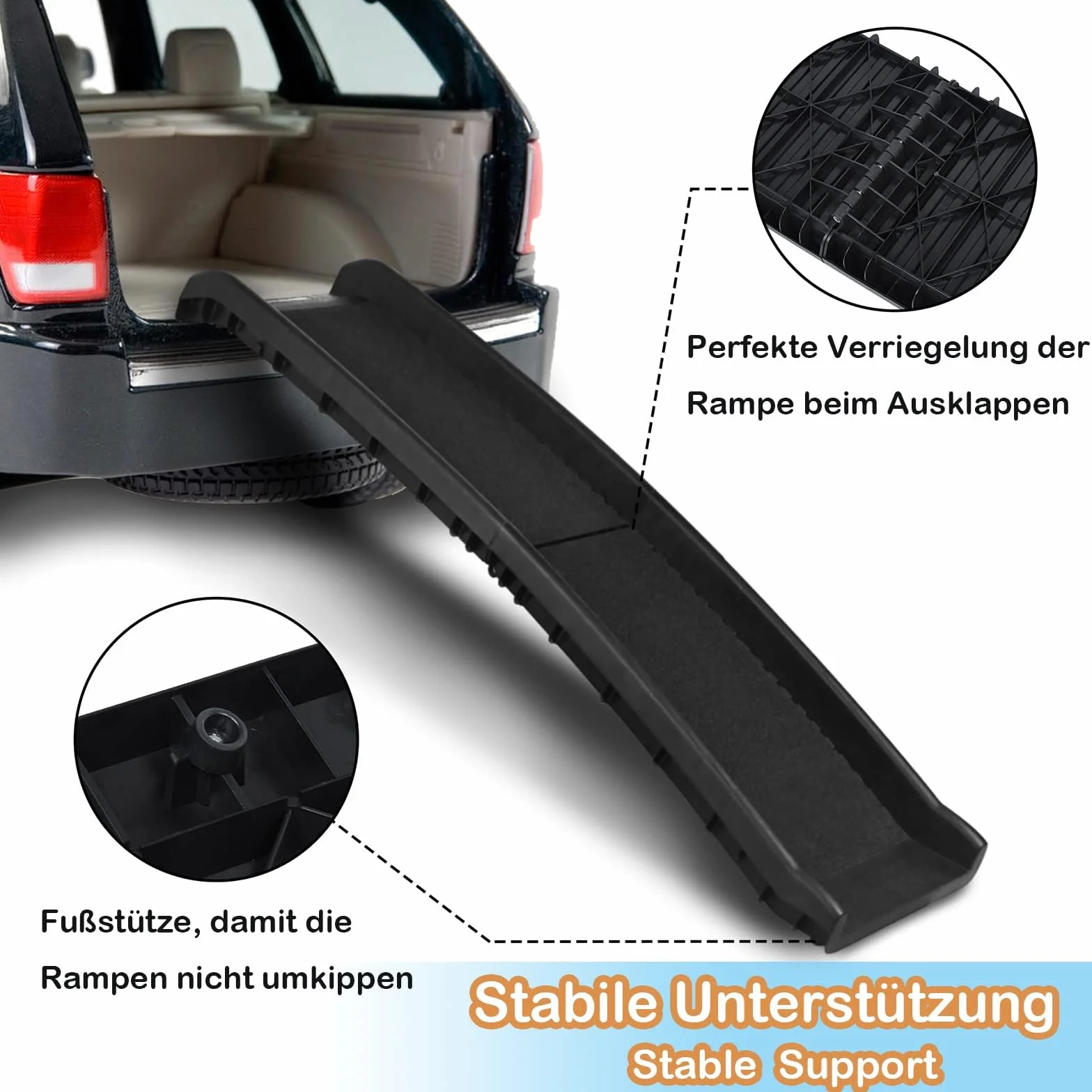 LZQ Rampe pour chien et animal de compagnie - Pliable - Antidérapante - Pour grands animaux de compagnie jusqu'à 90 kg - Noire