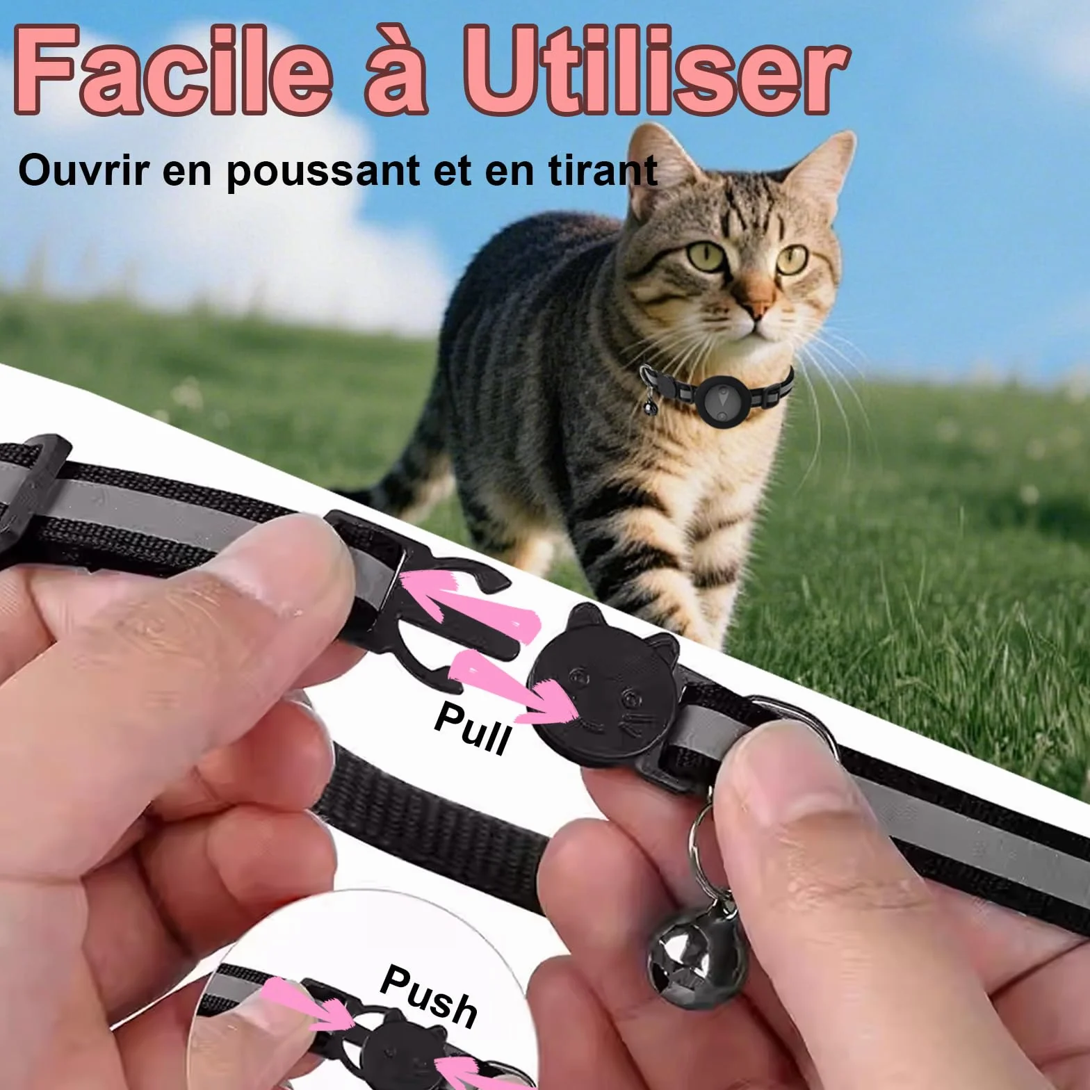 Collier GPS Chat Enregistrement des Trajets sur 7 Jours Collier GPS pour Chien Compatible avec iOS et Android GP S Chien Suivi en Temps RéEl GP S Tracker Traceur pour Animaux éTanche IP67 - Noir