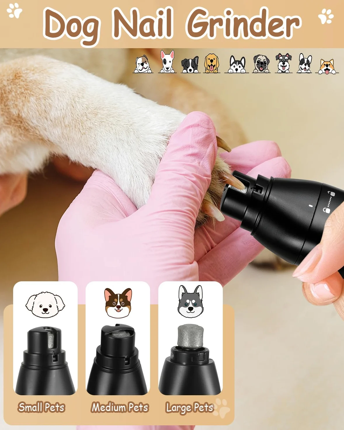 Tondeuse 4 en 1 pour chien pour toilettage de pattes, kit de toilettage pour chien rechargeable USB-C avec deux vitesses, rasoir sans fil pour poils épais pour caniche, petits animaux de