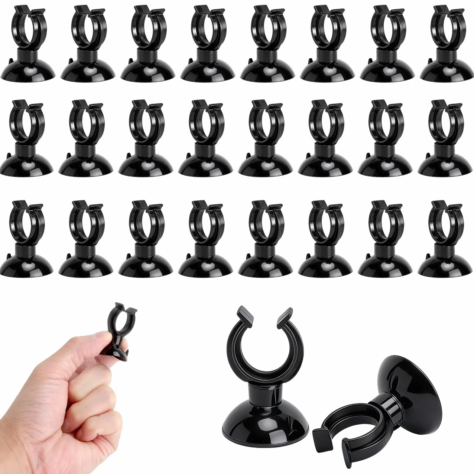 Ventouses de chauffage d'aquarium Lot de 25 - Noir - Diamètre intérieur 17 mm