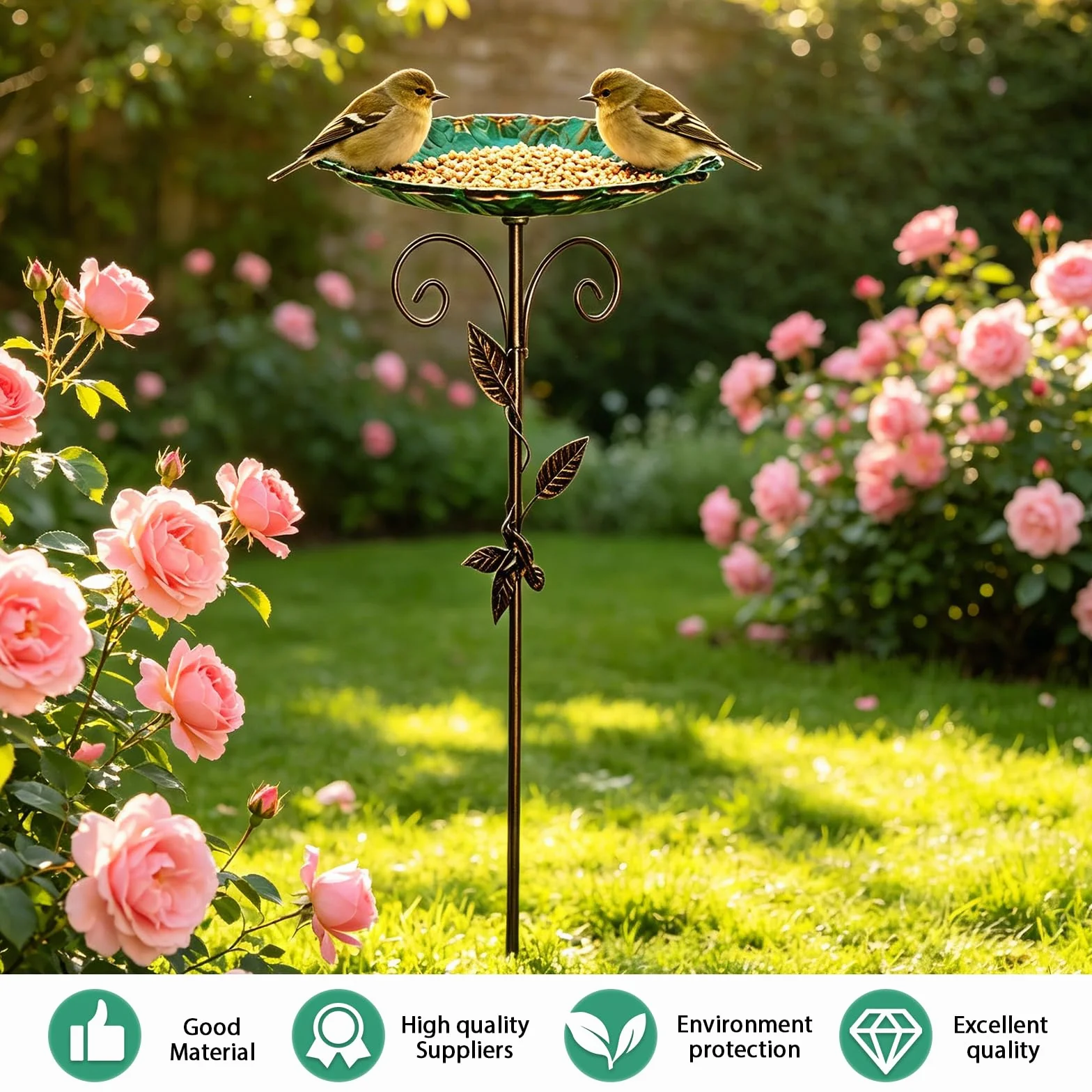 Bain d'oiseaux pour Extérieur 25,5CM avec Base Stable à 4 Branches