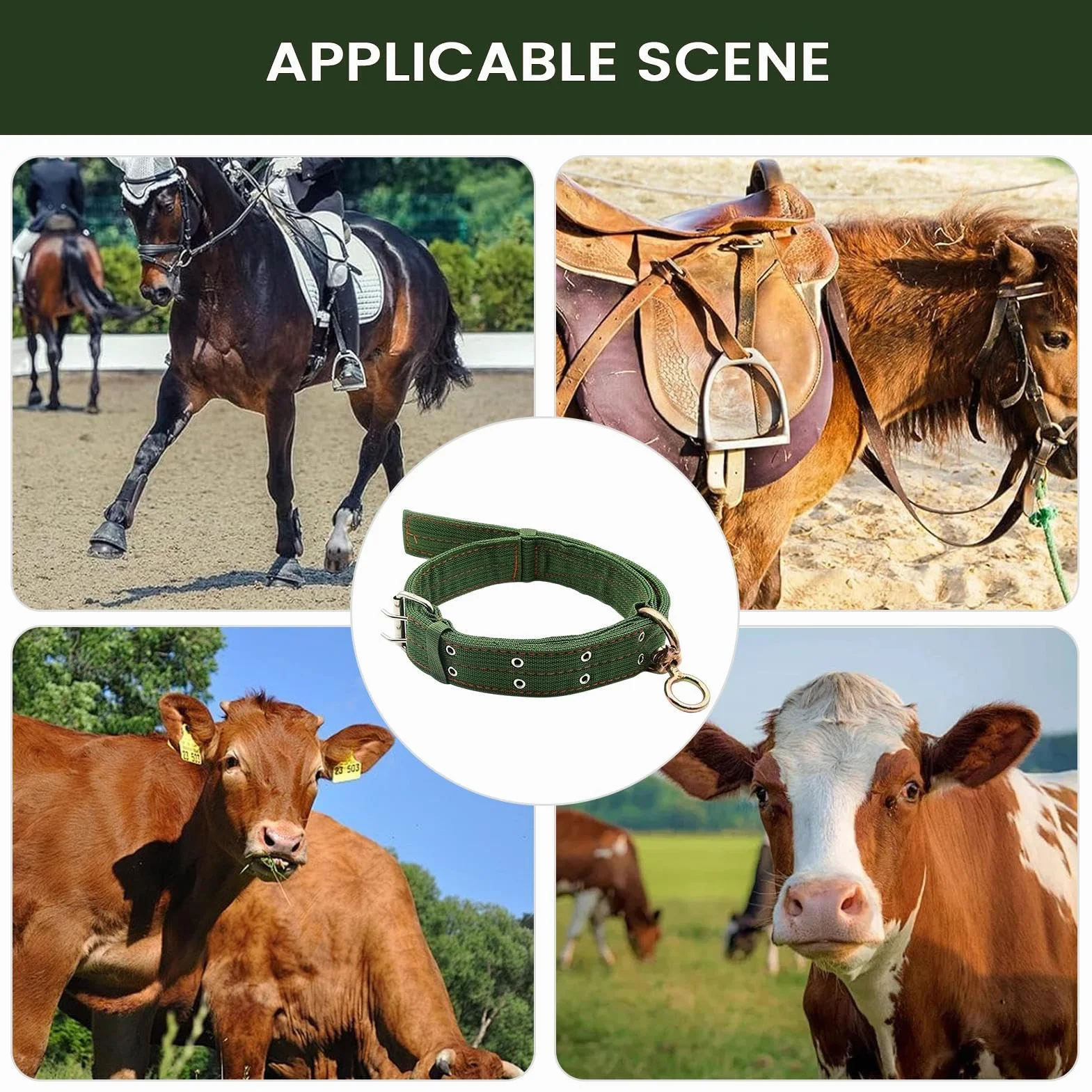 Collier Pour Chèvre | Collier Pour Cheval Et Mouton | Bande De Traction Abrasion Résistante Pour Petit Animal De Ferme Veau Vache | Pour Alimentation Transport Élevage Pâturage