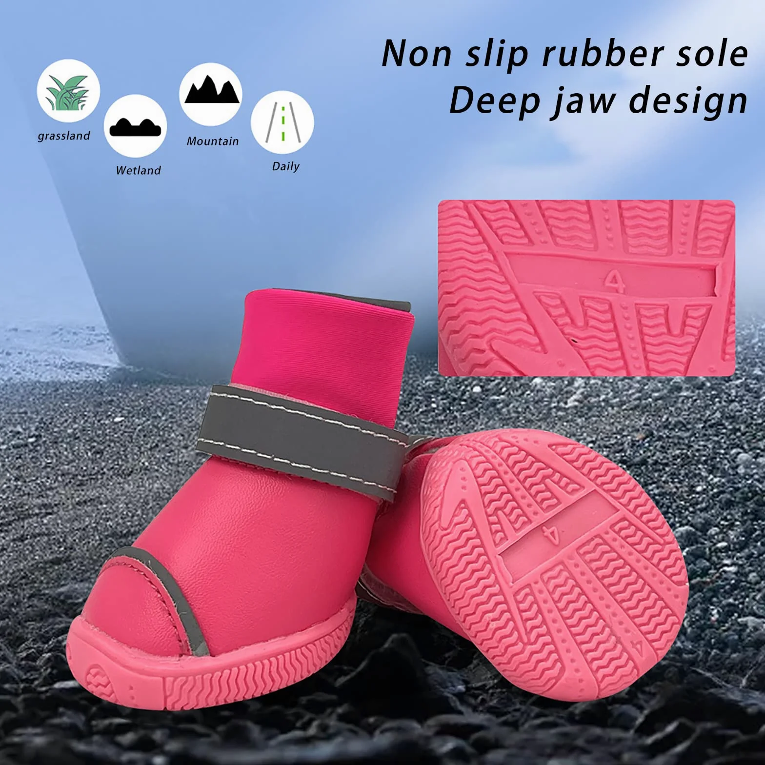 Bottes de Protection pour Chien Ensemble Imperméable Chaussures Chien Antidérapantes Chaussures Chiens Chaudes Résistantes pour Les Chiens