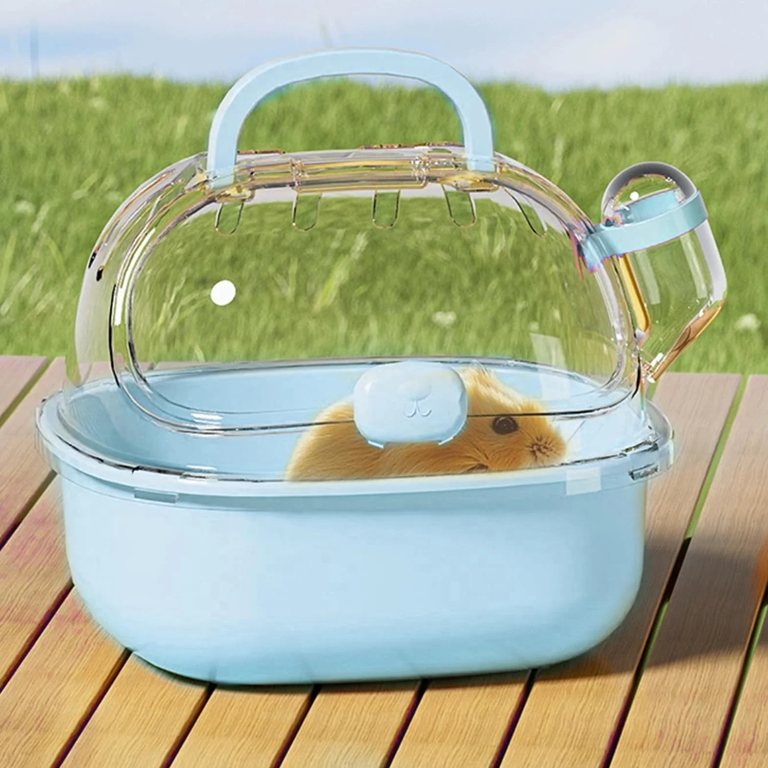 Transportbox Hamster avec bouteille d'eau 20x18x19 cm portable cage de transport pour petits animaux