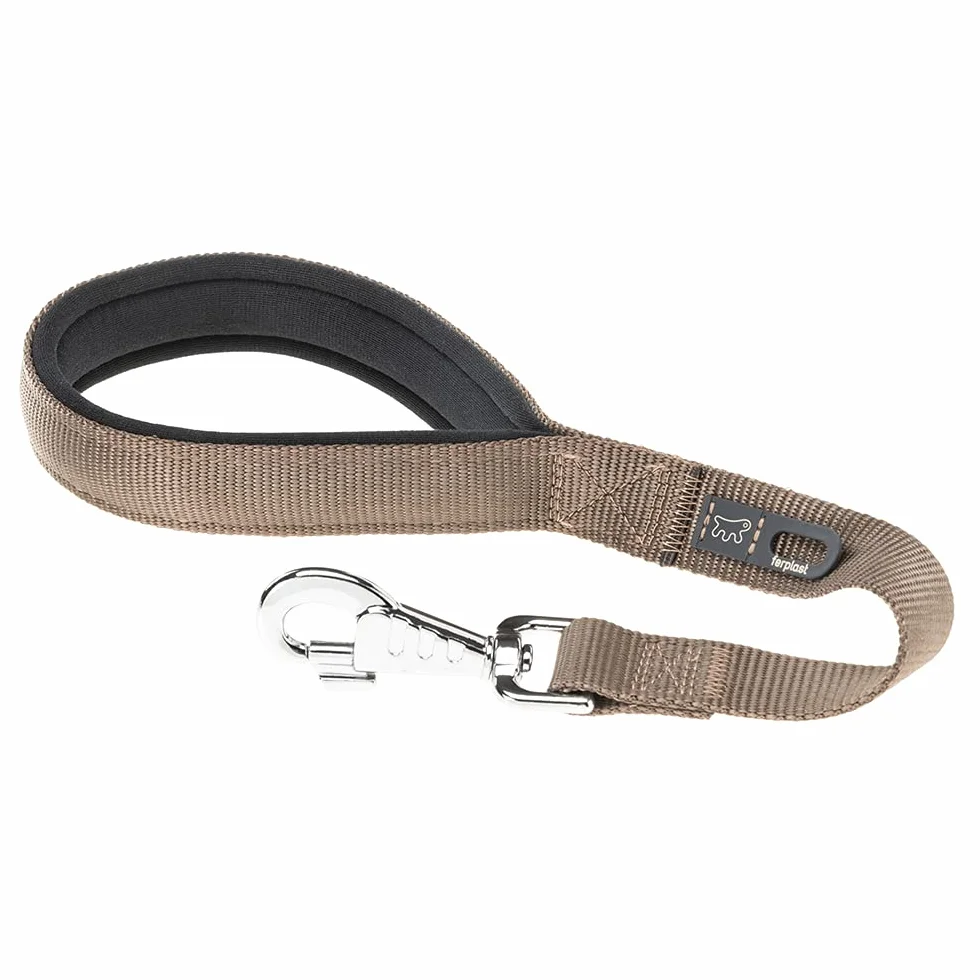 Ferplast Laisse pour Chien Daytona 45 cm Nylon Marron avec Poignée Rembourrée