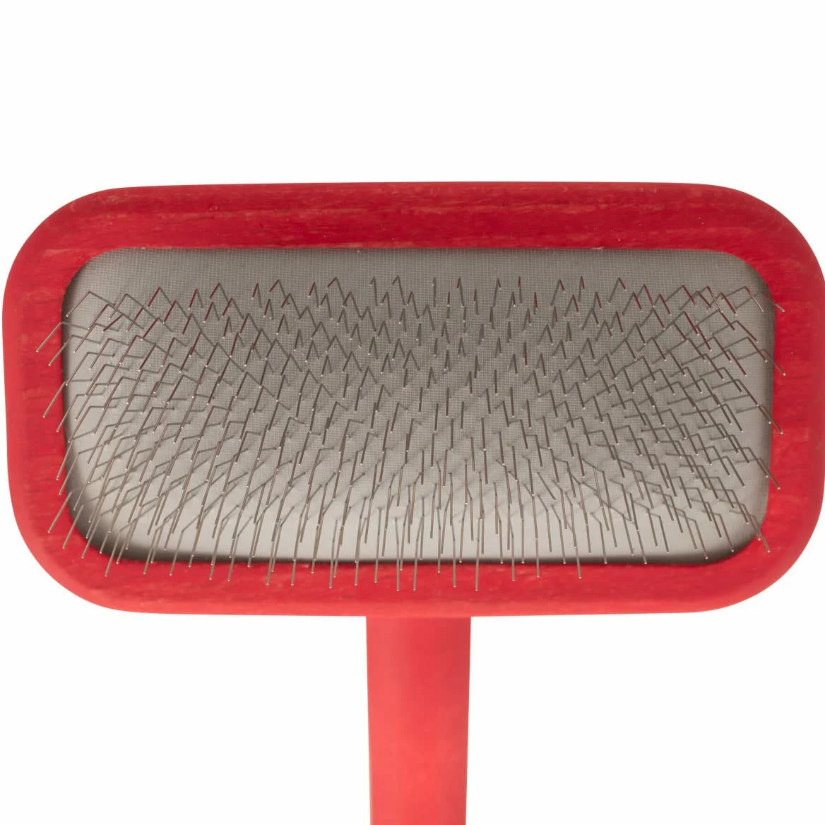 Chris Christensen Mark II Petite brosse à lisser pour chien Brossez comme un professionnel Brosses en acier inoxydable Corps en bois de hêtre léger Pointes polies et polies Rouge