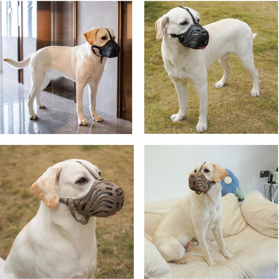 Muselière en silicone pour chiens petite, moyenne et grande taille empêche les morsures, la mastication et les aboiements (noir, taille M)