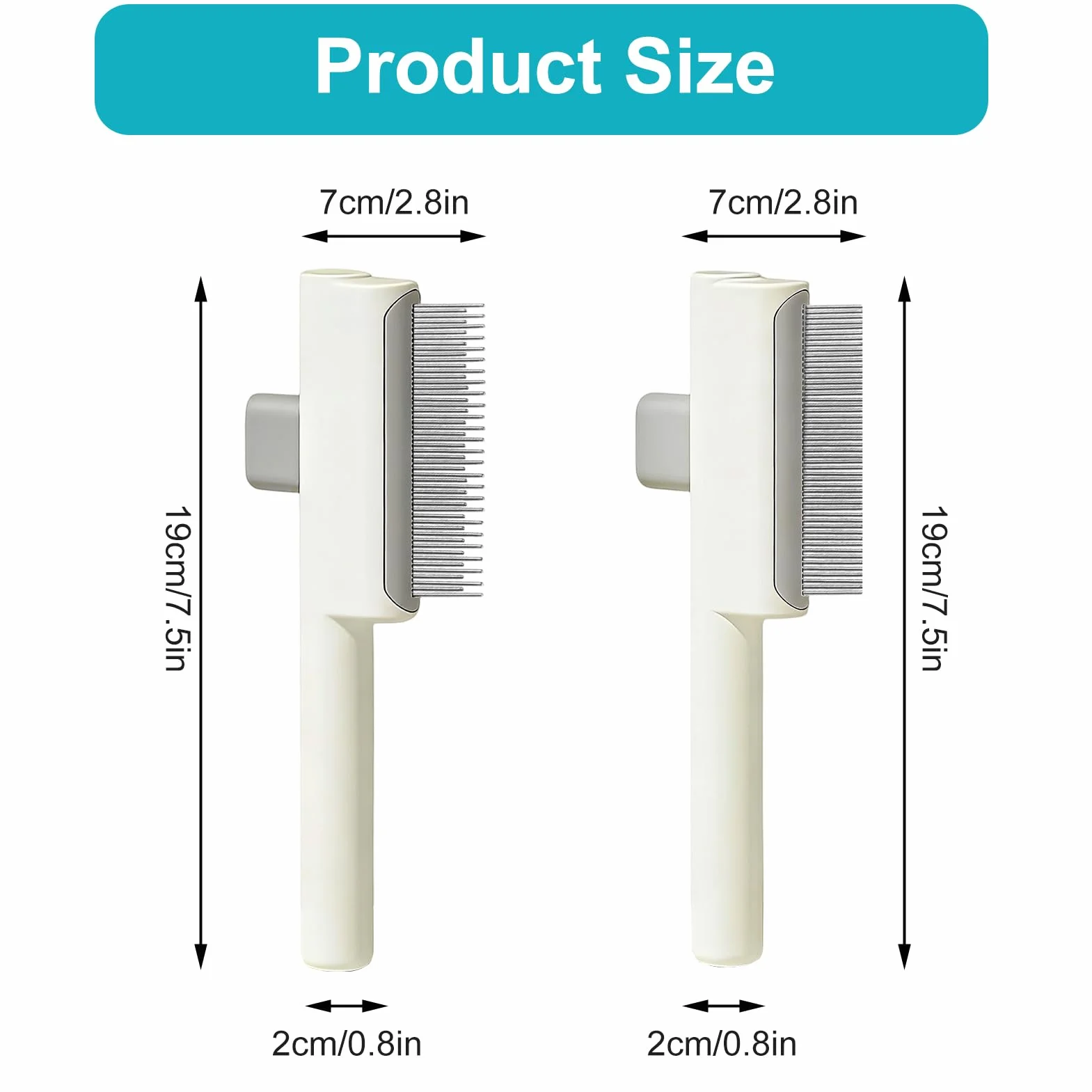 Peigne pour Chats Autonettoyant, Brosse de Toilettage pour Animaux Poil Court et Long, 2 Pièces
