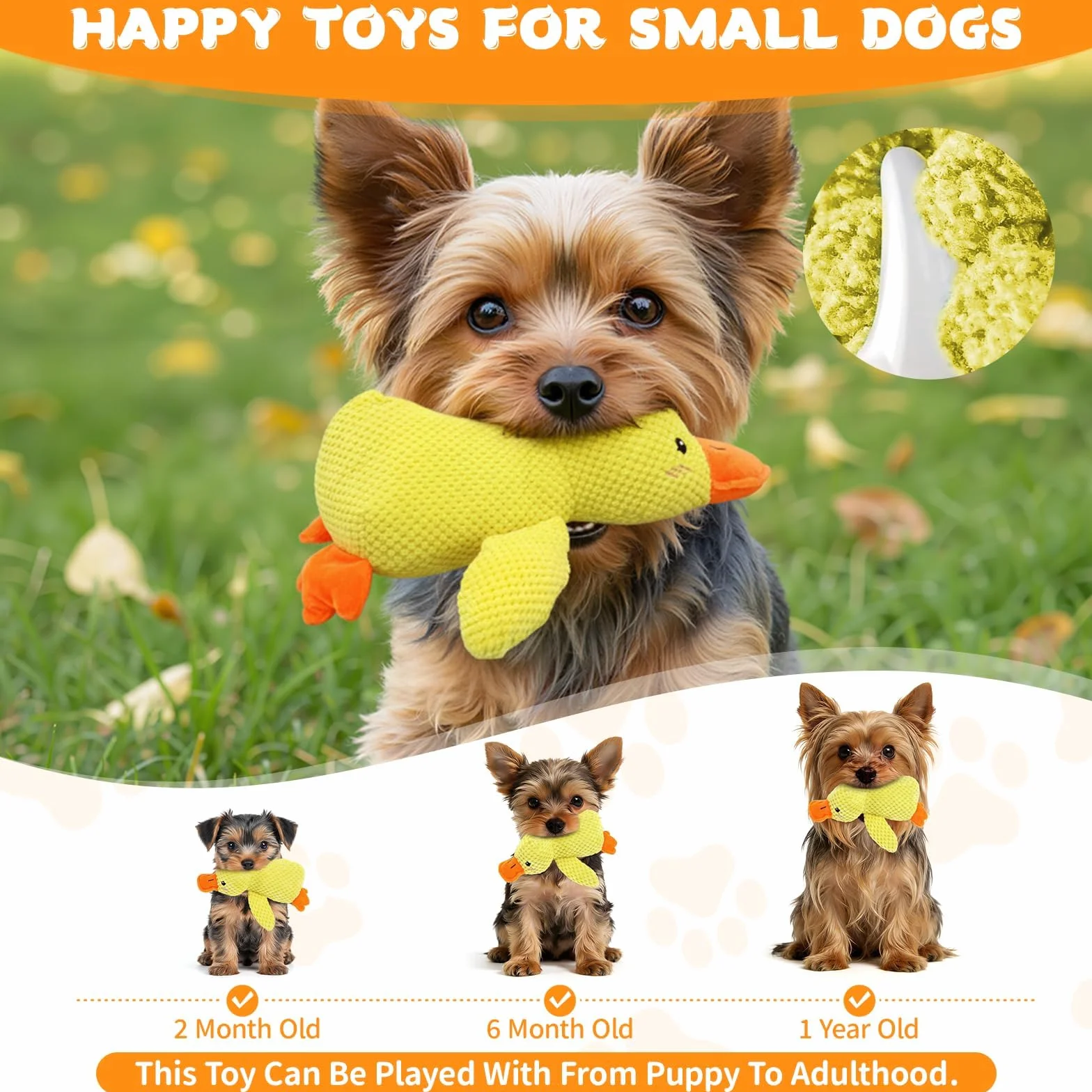 Jouet pour Chien en Peluche Canard Couineur 30 cm Anti-Stress Doux et Résistant