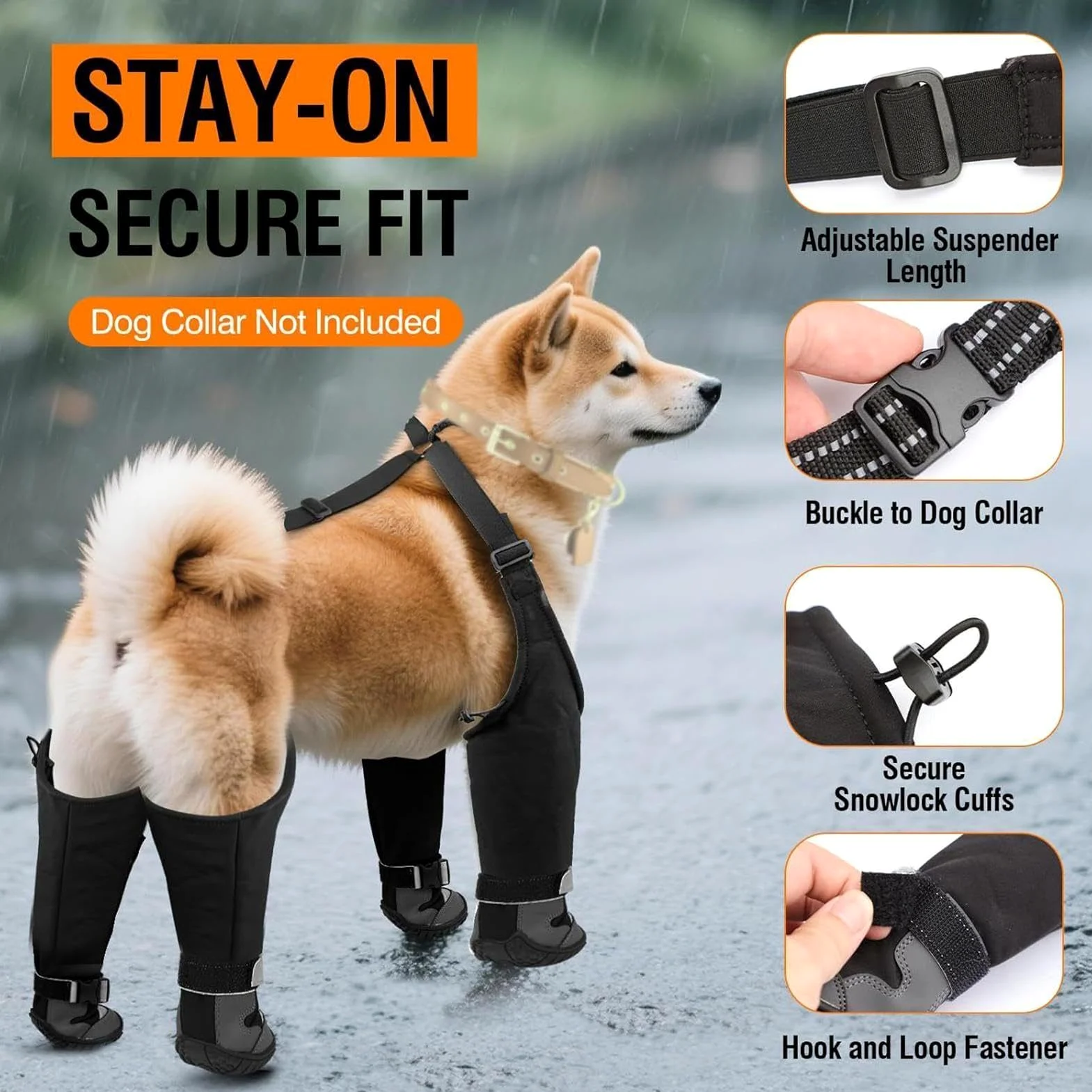 Bottes De Neige À Bretelles Pour Chien Chaussons Ajustables Anti-Dérapant | Chaussures À Suspentes Pour Chien Pour Marche Extérieure Hiver Neige Pluie