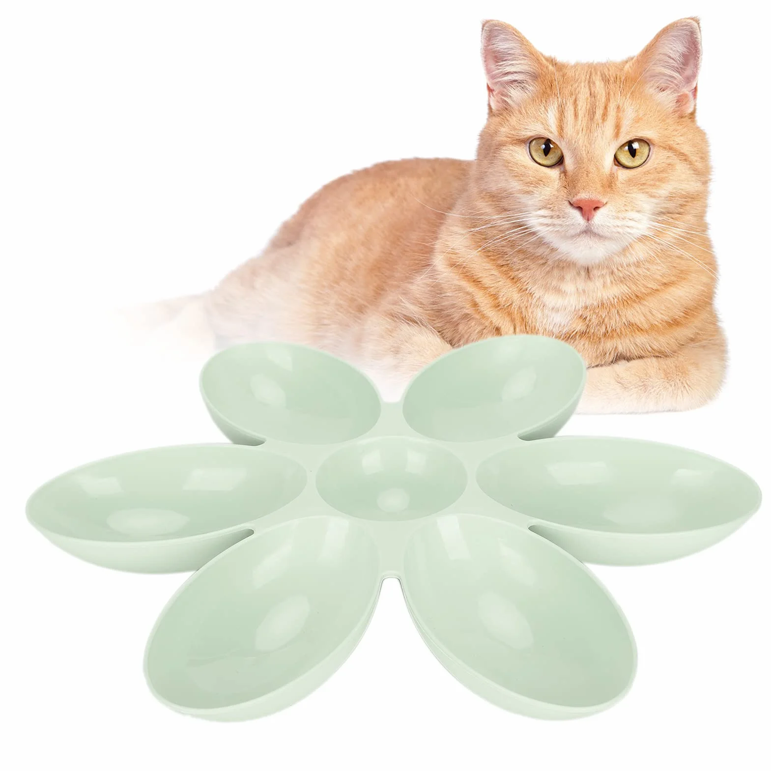 Pssopp Bol pour Chats en Forme de Pétales de Fleurs Mangeoire Multi-Chats