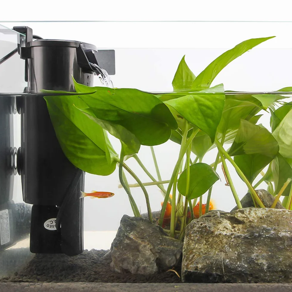 SENZEAL Tortue Basse Eau Cascade Filtre Pompe Fish Tank Externe 5W 220V 400L/H Noir