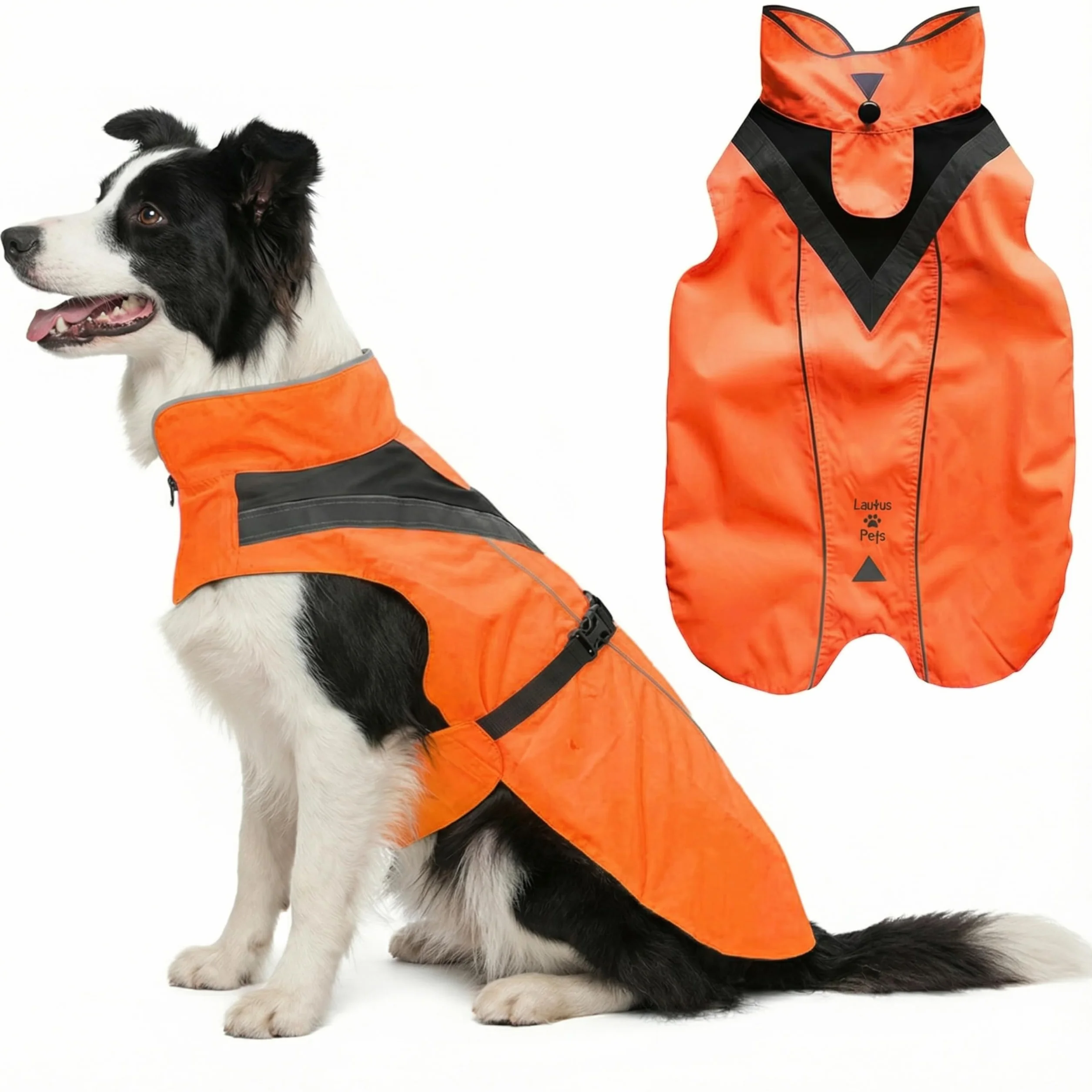 Manteau de Pluie imperméable Chien Bandes réfléchissantes Ouverture Laisse Taille XL Orange