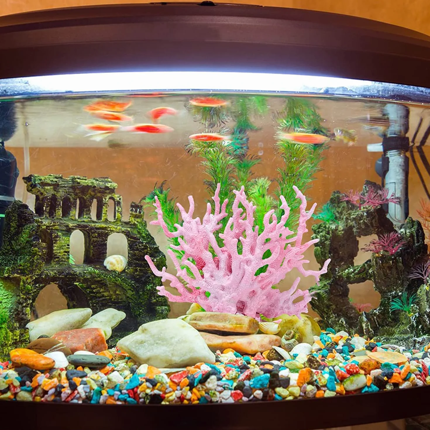 Corail Artificiel Aquarium Décoration Faux Ornament Réservoir Poisson Plante Artificielle Résine Fish Tank Décor Bleu Rose