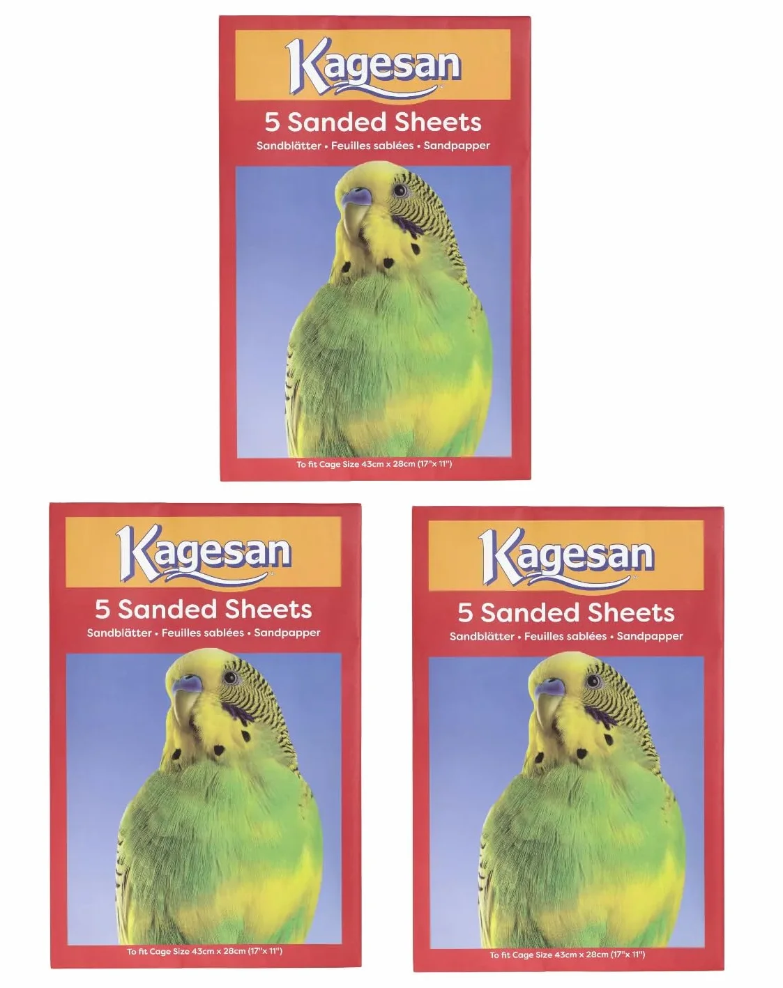 Kagesan Papier de Sable pour Cage à Oiseaux 43 x 28 cm Lot de 3 Rouge