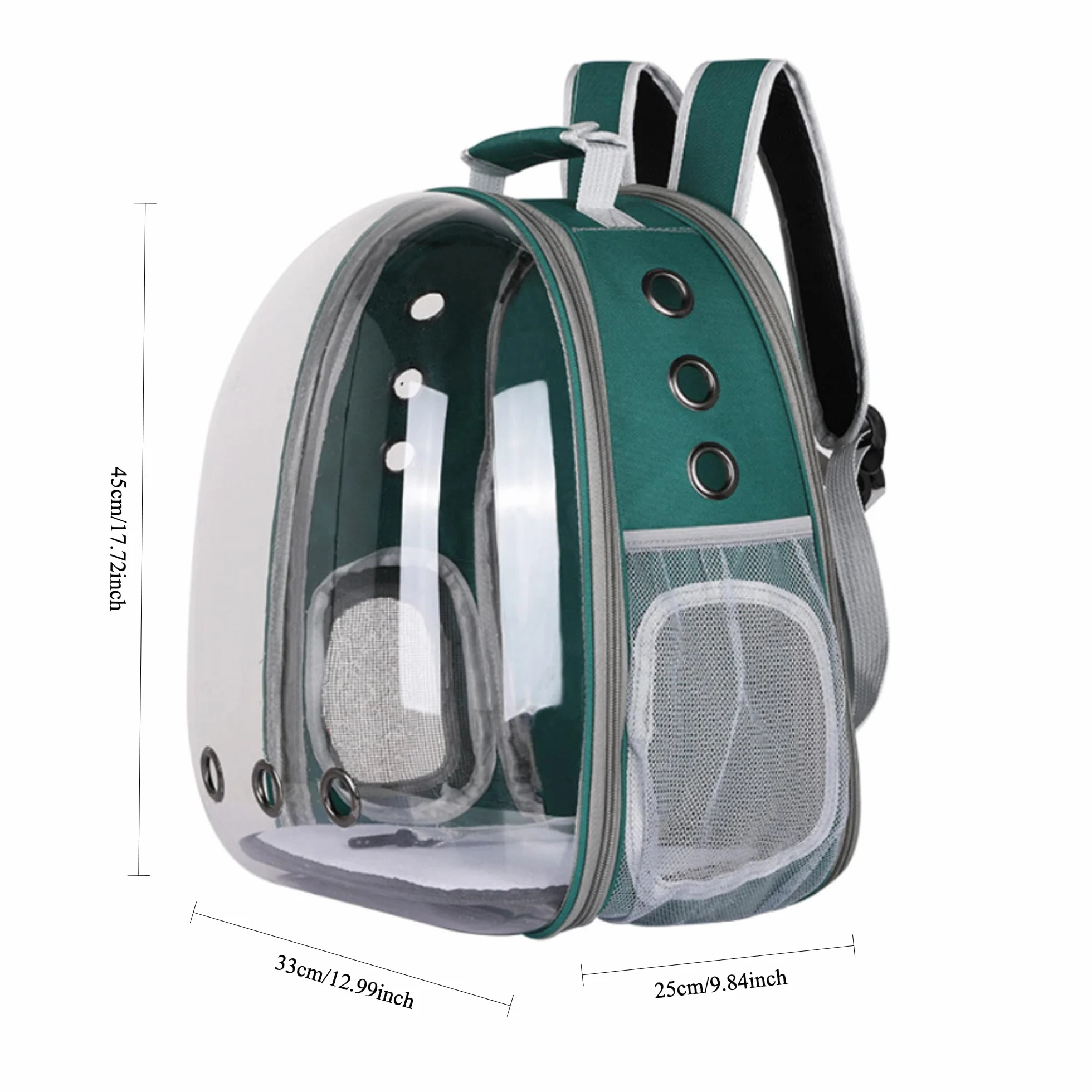 Sac à Dos pour Chat Bulle de YoiQi-Un Sac à Dos pour Animaux de Compagnie en Forme de Cabine Spatiale Transparente-Est Fourni avec 5 Accessoires pour Prendre Soin du Chat (Verte)
