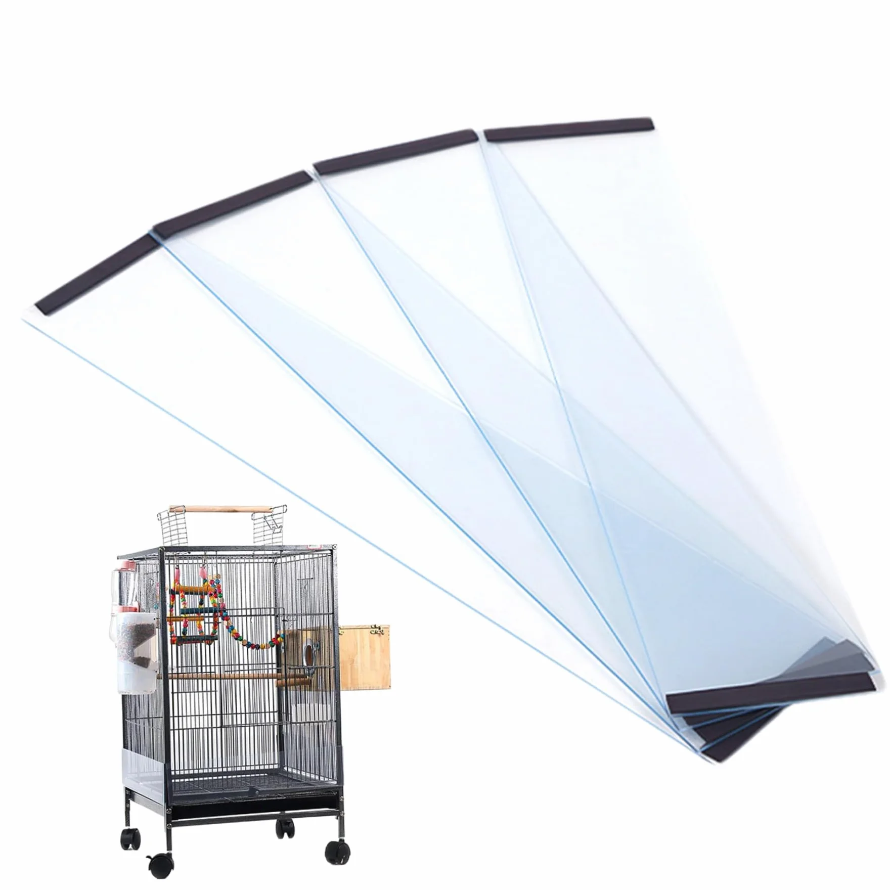 Cage d'oiseau Garde-Graines PVC Transparent 4pcs sans mâchage pour Perroquet