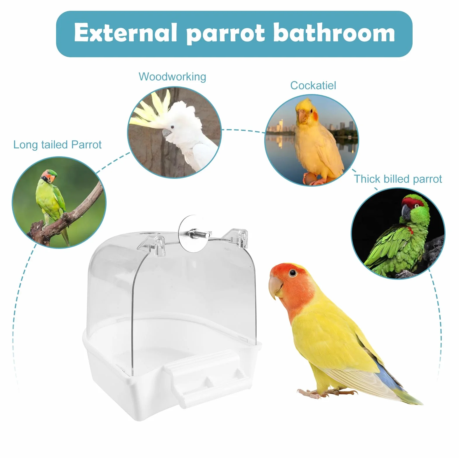 Bain d'oiseau multifonction suspendu : maison de bain pour cage à oiseaux, baignoire pour oiseaux, abreuvoir pour oiseaux, maison bol pour cage, accessoires pour inséparables, perruches,