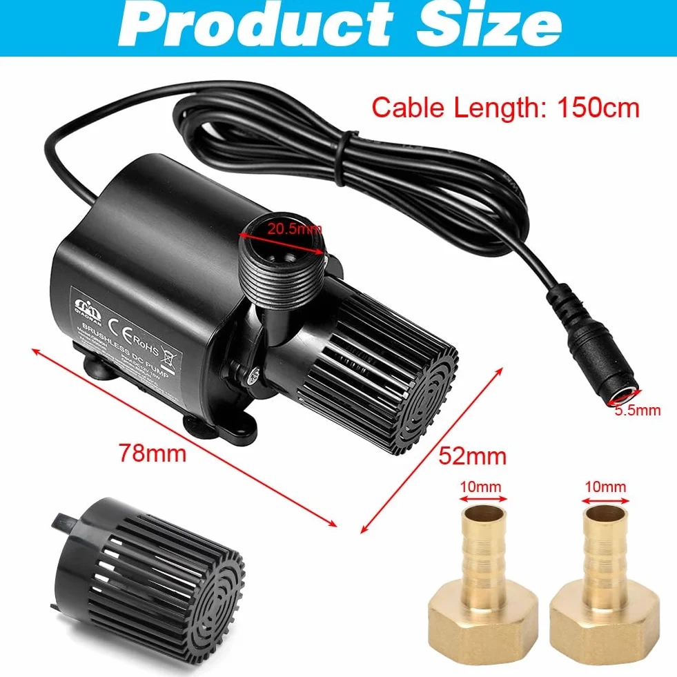Pompe à eau 12V 800 l/h 5 vitesses 5 m pour bassin aquarium fontaine