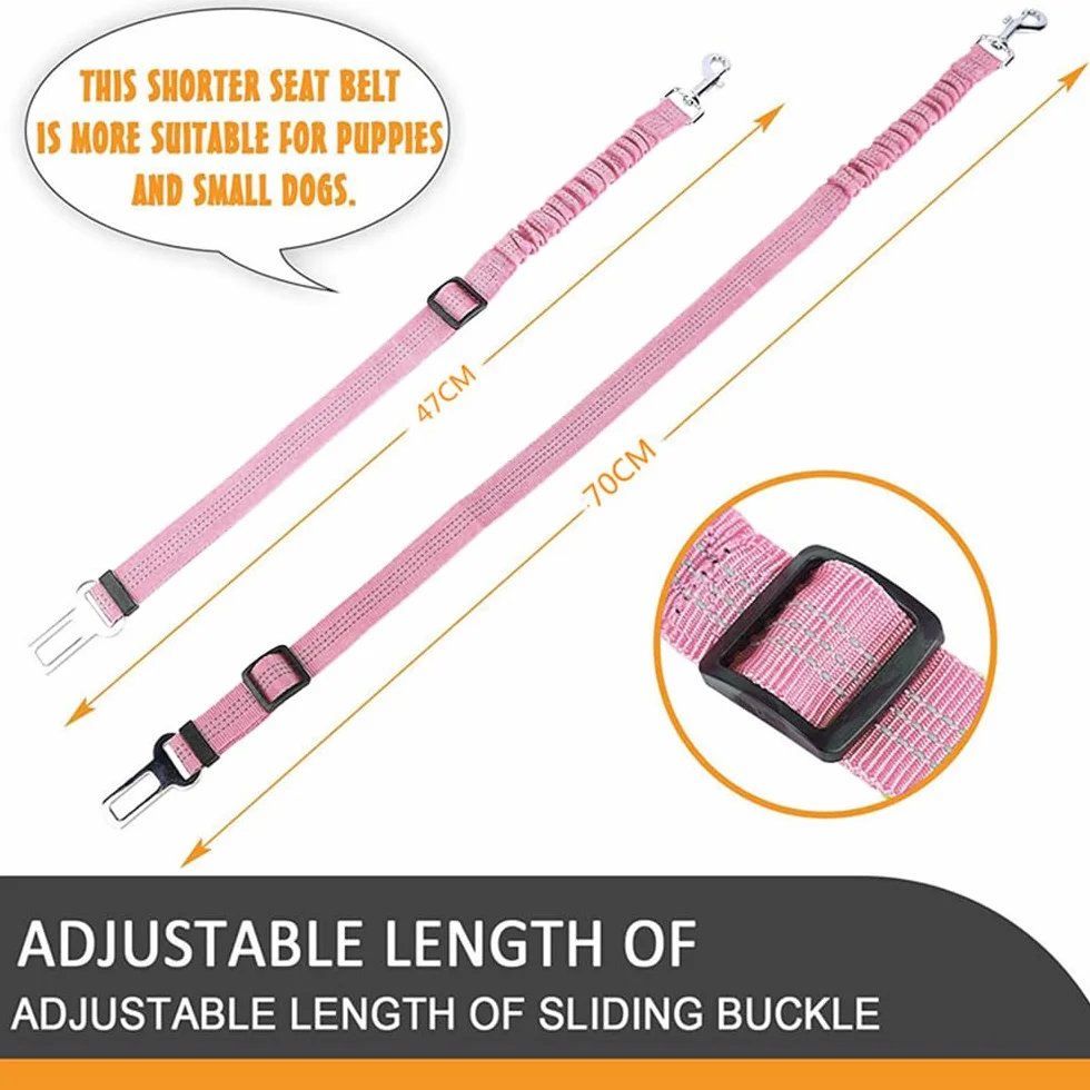Laisse Élastique Réglable Ceinture Sécurité Voiture Chien Harnais Ajustable Protection Automobile Animaux Compagnie Nylon Résistant Boucle Robuste