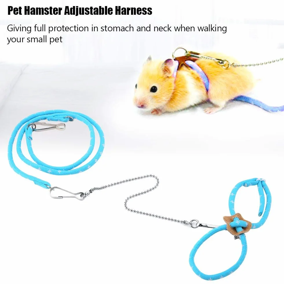 Harnais réglable pour Hamster, Laisse colorée Anti-Morsure avec Sangle de Poitrine Ajustable, Harnais de Voyage extérieur pour rongeurs, idéal pour Promenade Jardin et Exploration sécurisée