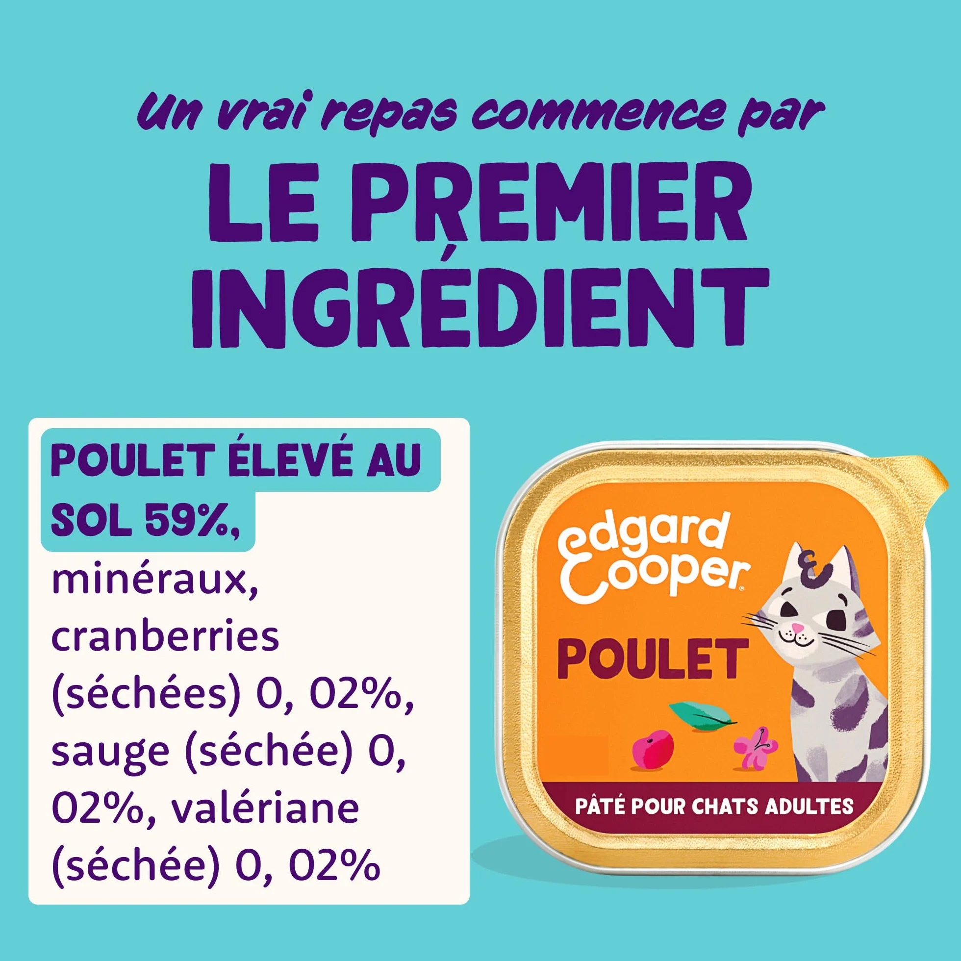 Edgard & Cooper Pâtée Pour Chat Adulte Stérilisé, Poulet 16 x 85g, Nourriture humide Sans Céréales