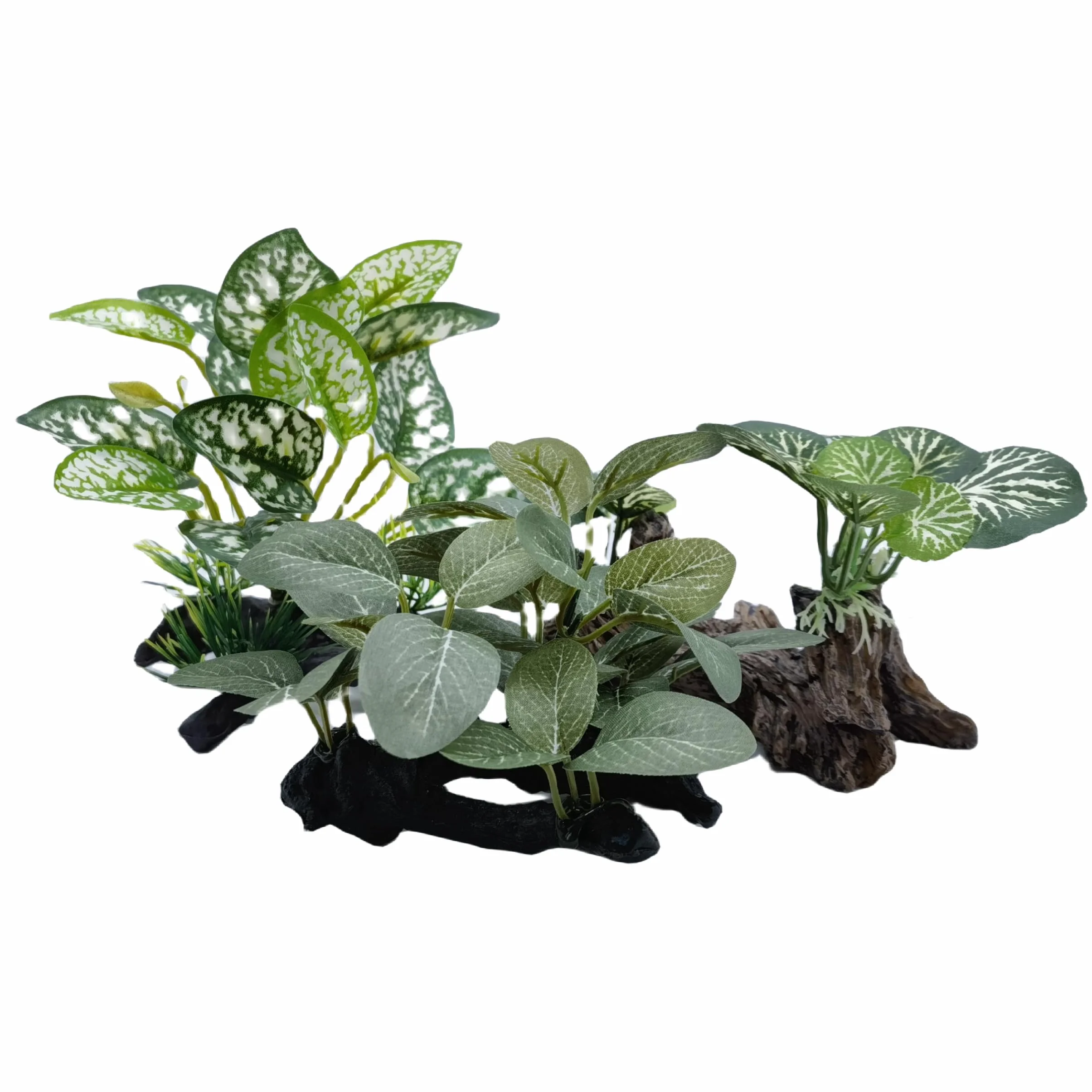 Plantes Artificielles en Soie pour Aquarium - Herbe Aquatique Décoration Premier Plan (3 Herbes Vertes)