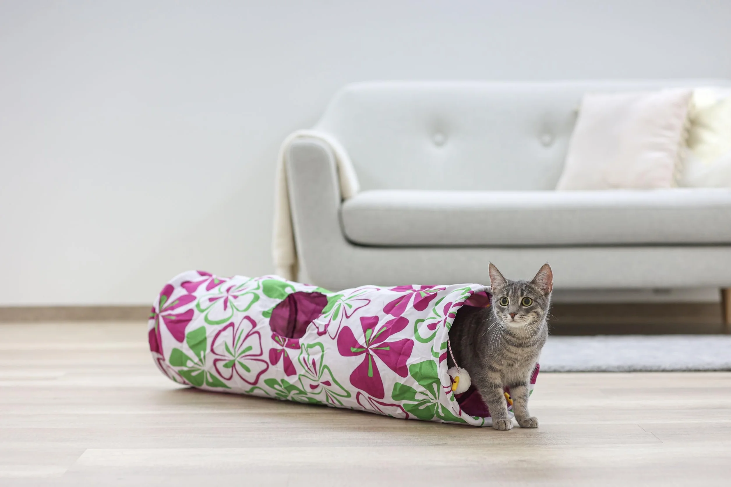 Kerbl Pet Tunnel pour Chat Flower Multicolor, 90cm, Ø25cm