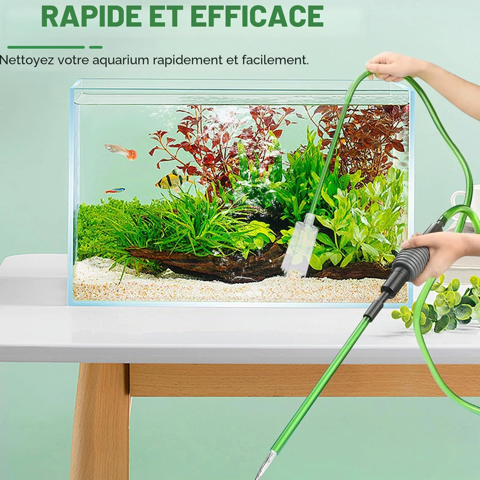 LPZMPZ Aspirateur Aquarium, Siphon Nettoyage Gravier avec Pompe pour Changement d'Eau