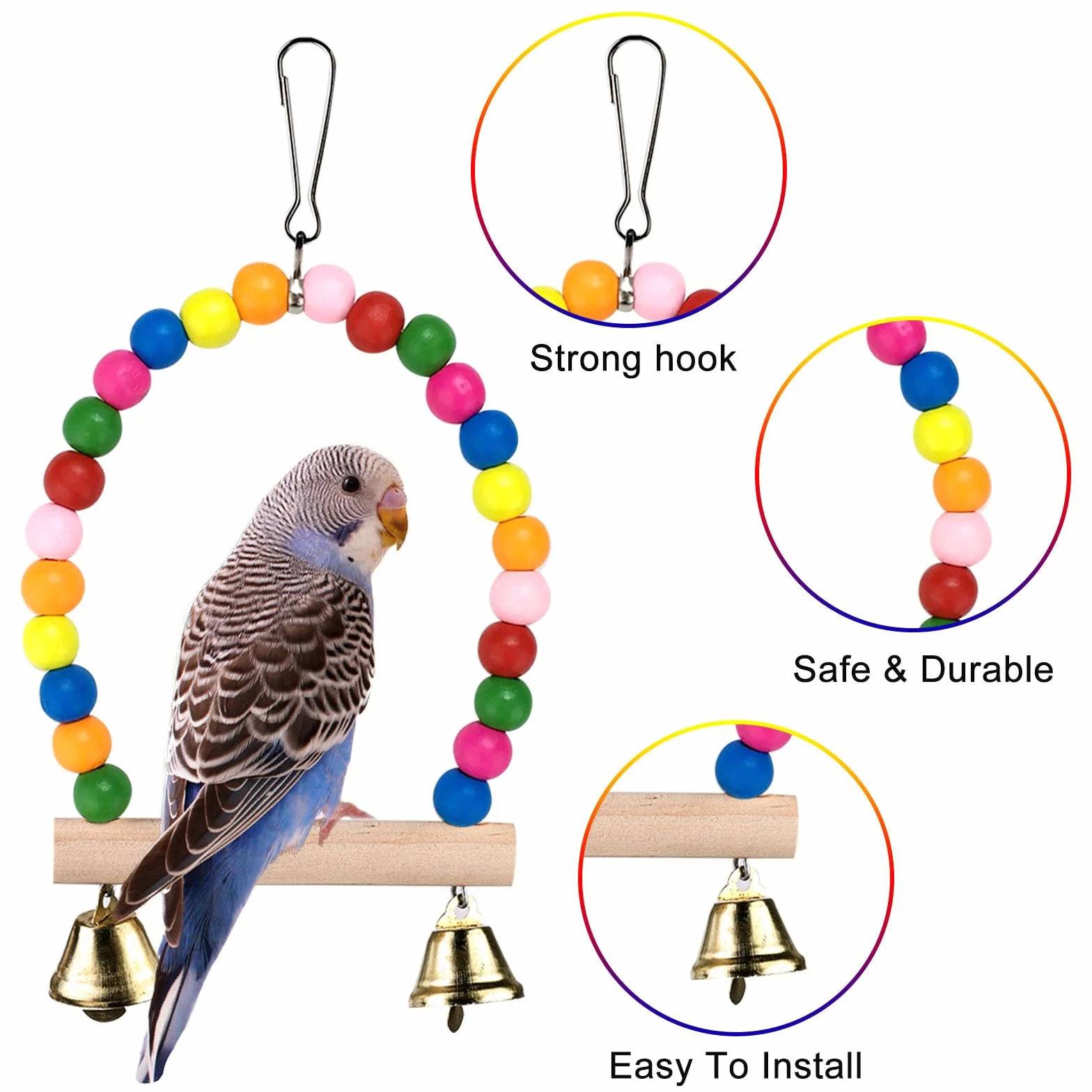 Vegena Hamac pour Oiseaux, Perroquet Hamac,Jouets pour Oiseaux, Jouet à Suspendre pour Perroquet, Nid D'oiseau Perroquet pour Perroquet éclectus Calopsittes Perruches Hamster (L, 18 * 23cm)
