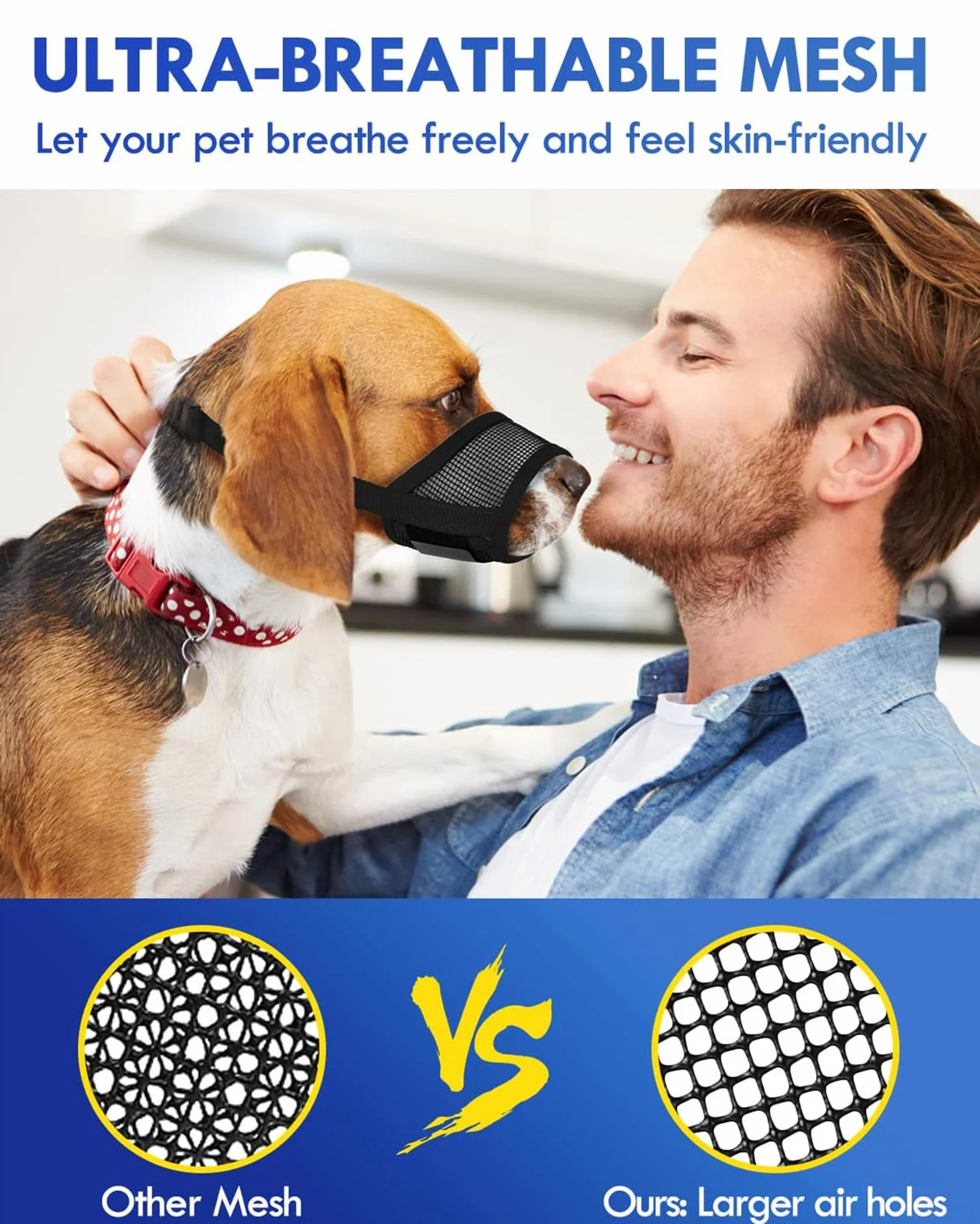 Muselière Chiens, Museliere Anti Aboiement, Espirant Muselière en Réglable pour Chien, Dog Muzzle pour Les Chiens de Taille Grande, Moyenne, XL, Noir