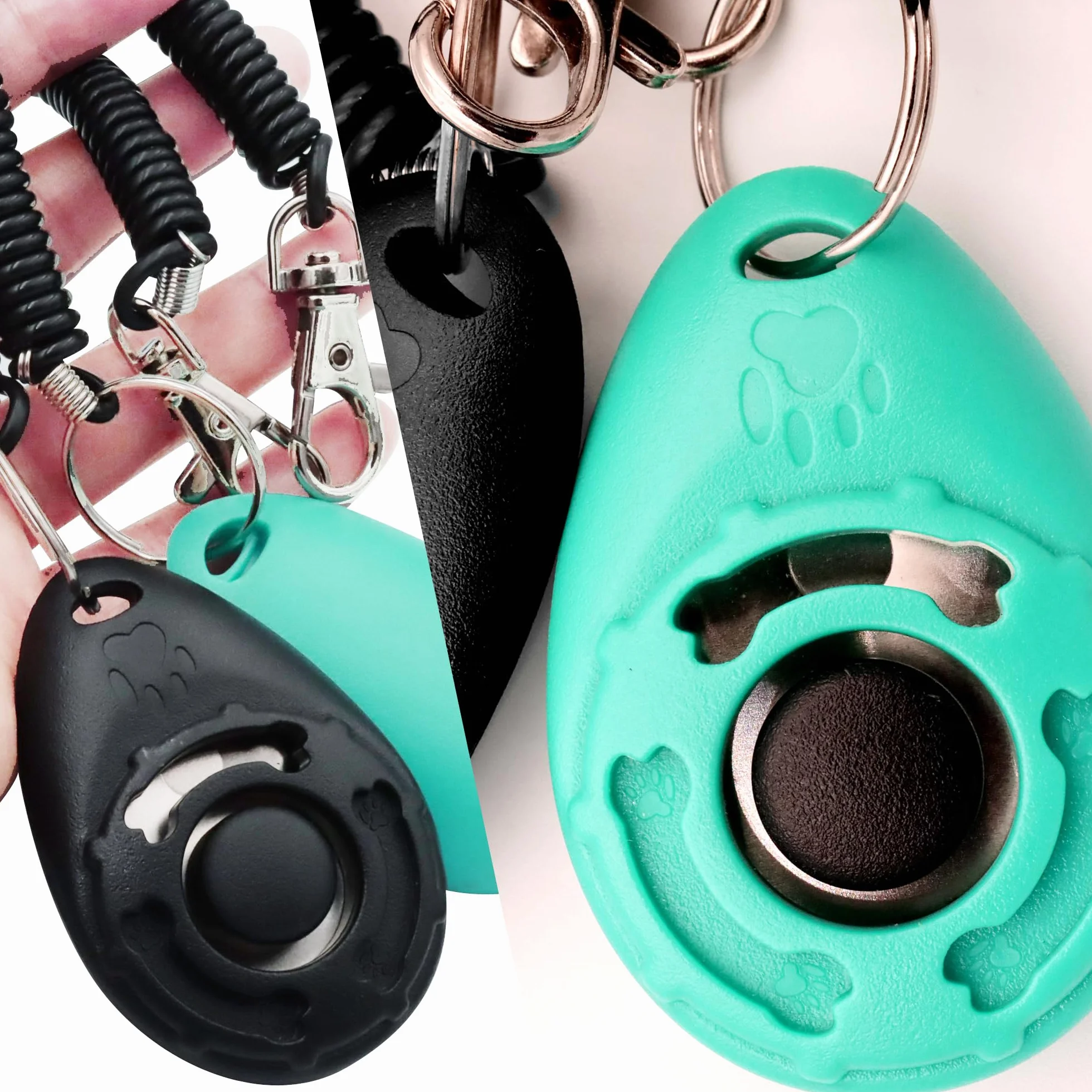 Clicker de dressage pour animaux de compagnie avec dragonne – Clicker de dressage pour chien (nouveau rouge + bleu-vert)
